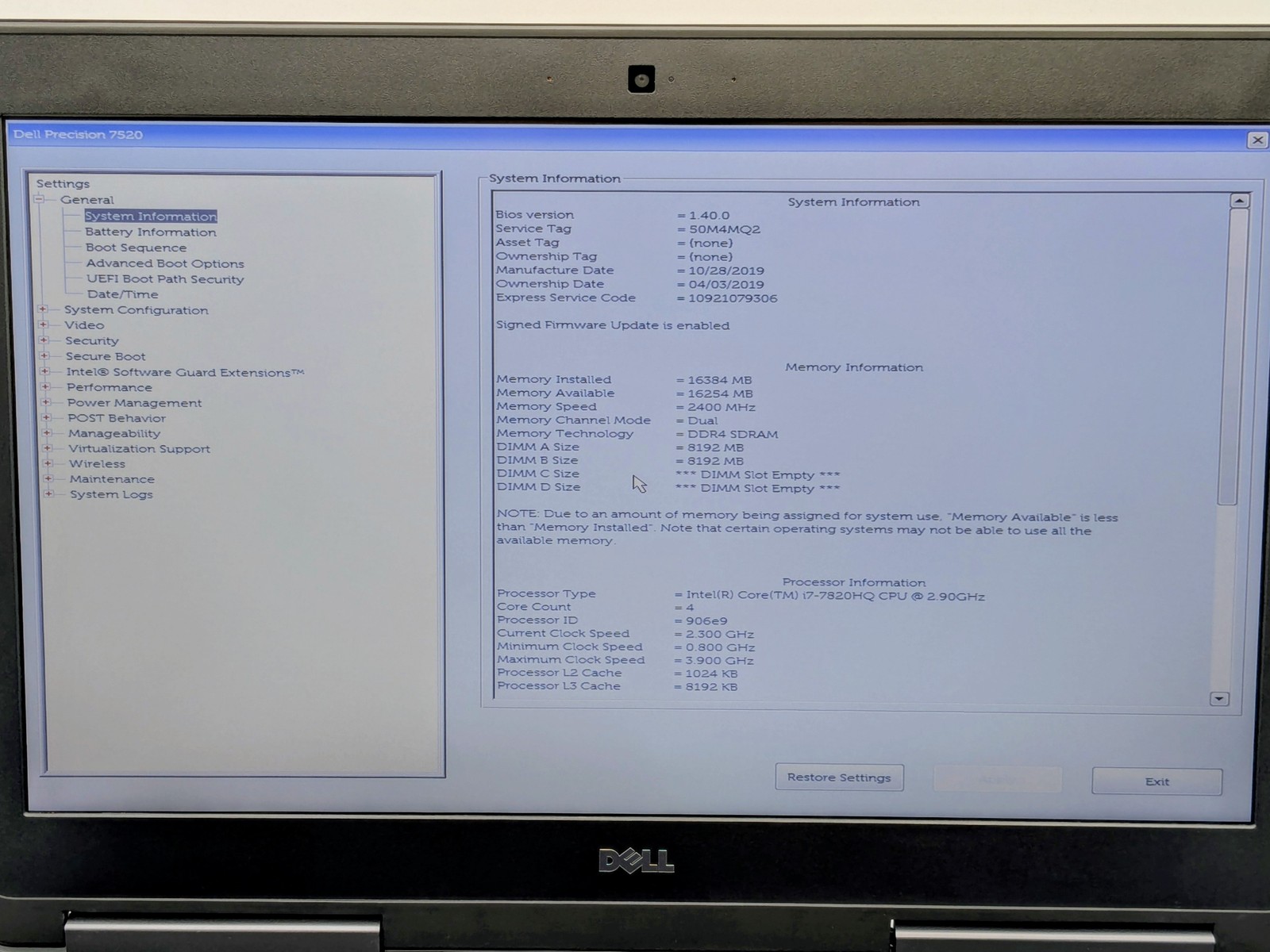Dell PRECISION 7520 15.6″ I7-7820HQ 2.90GHz 512GB SSD 16GB W10 Webcam *READ*
