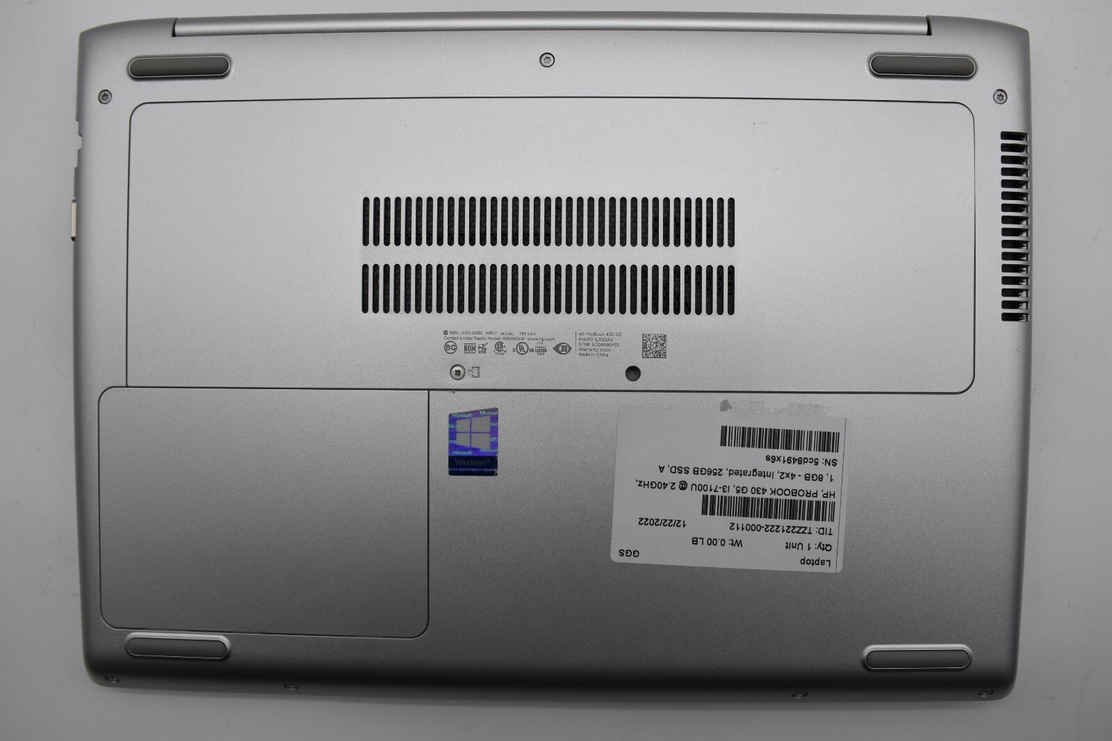 13.3″ HP PROBOOK 430 G5 Laptop i3-7100U @ 2.40GHz 4GB 256GB SSD WIN10 PRO READ*
