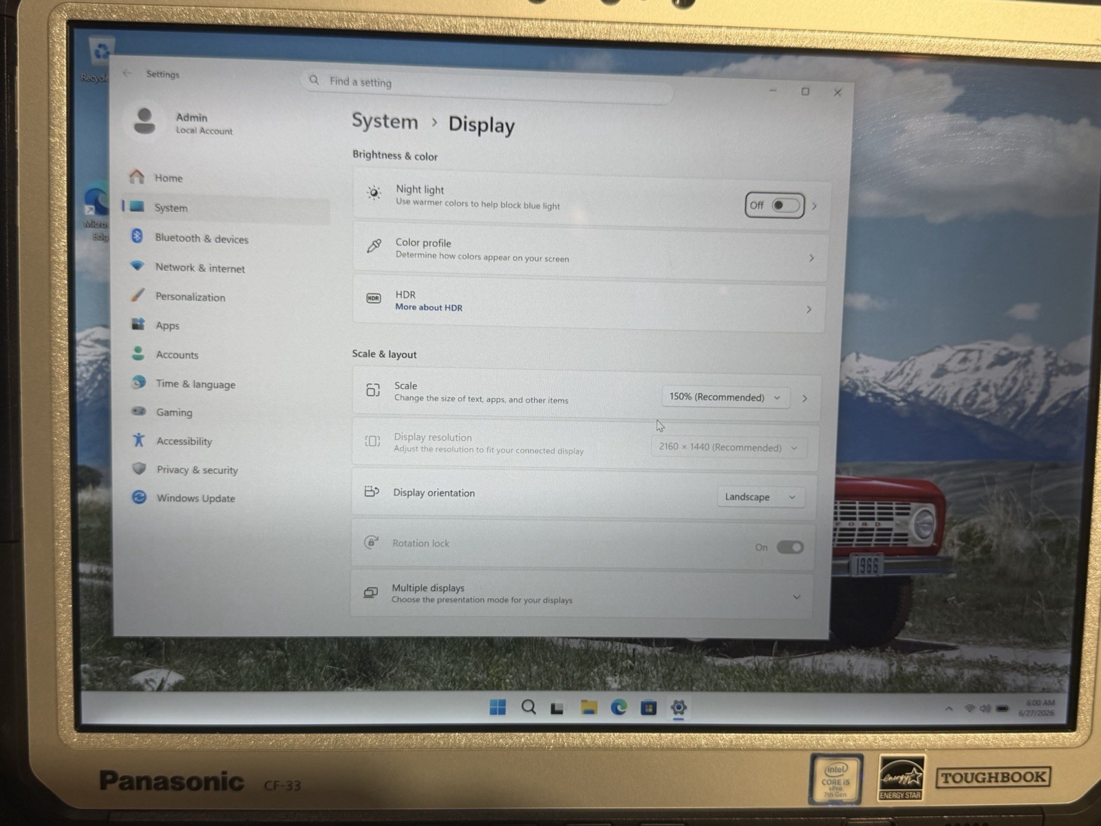 Panasonic ToughBook CF-33 i5-7300U 16 GB Ram 256GB SSD QHD Win 11 Pro Touch