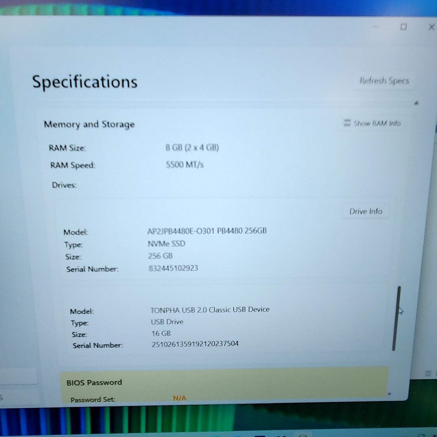 Acer Extensa 15 N23C3 15.6″ Ryzen 3 7320U 2.4GHz 8GB RAM 256GB SSD