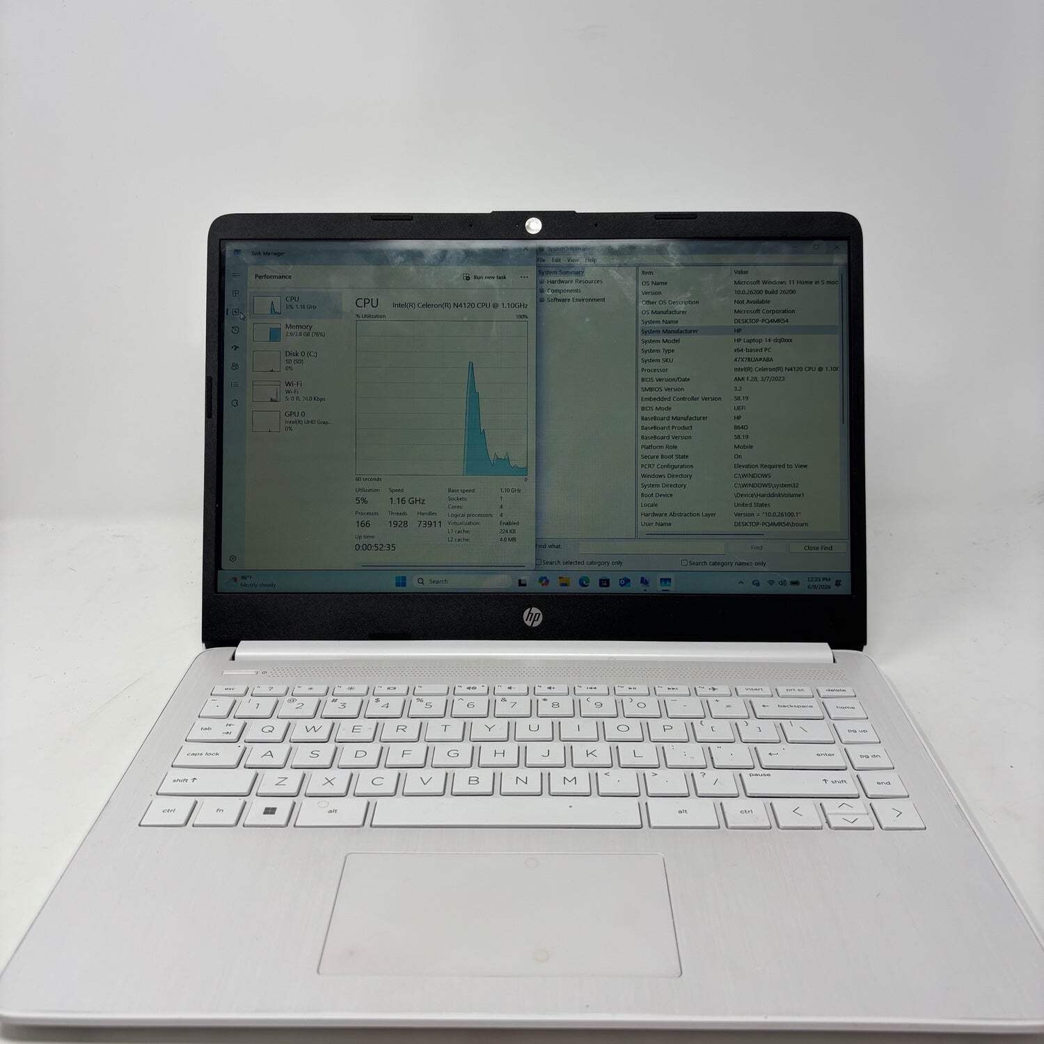 HP Laptop 14-DQ0XXX 14″ Celeron N4120 1.1GHz 4GB RAM 60GB SSD