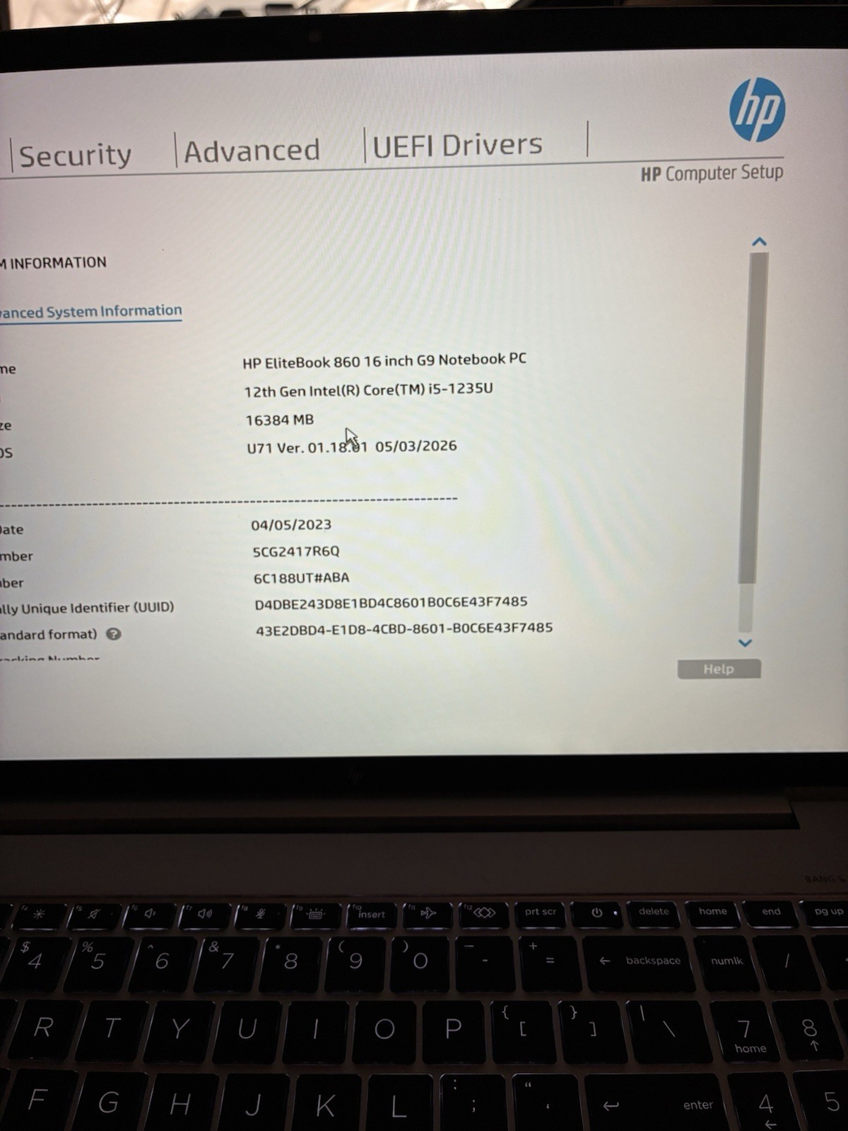 HP EliteBook 860 16 inch G9 Notebook PC i5-1235U 16GB RAM 256GB SSD Wins 11