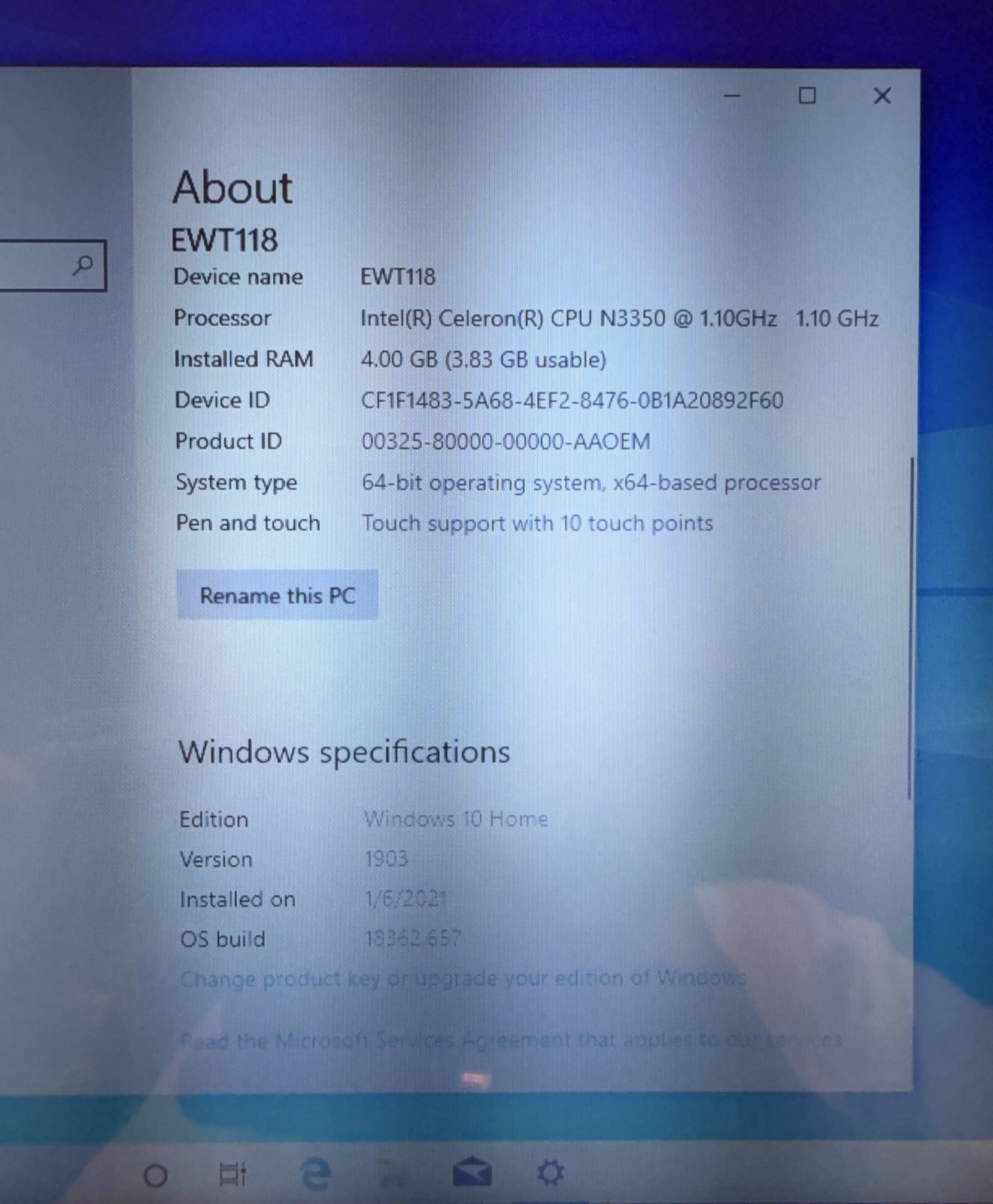 Ematic 11.6” Laptop Touchscreen Windows10 Intel Atom EWT118CB NS 64GB Used