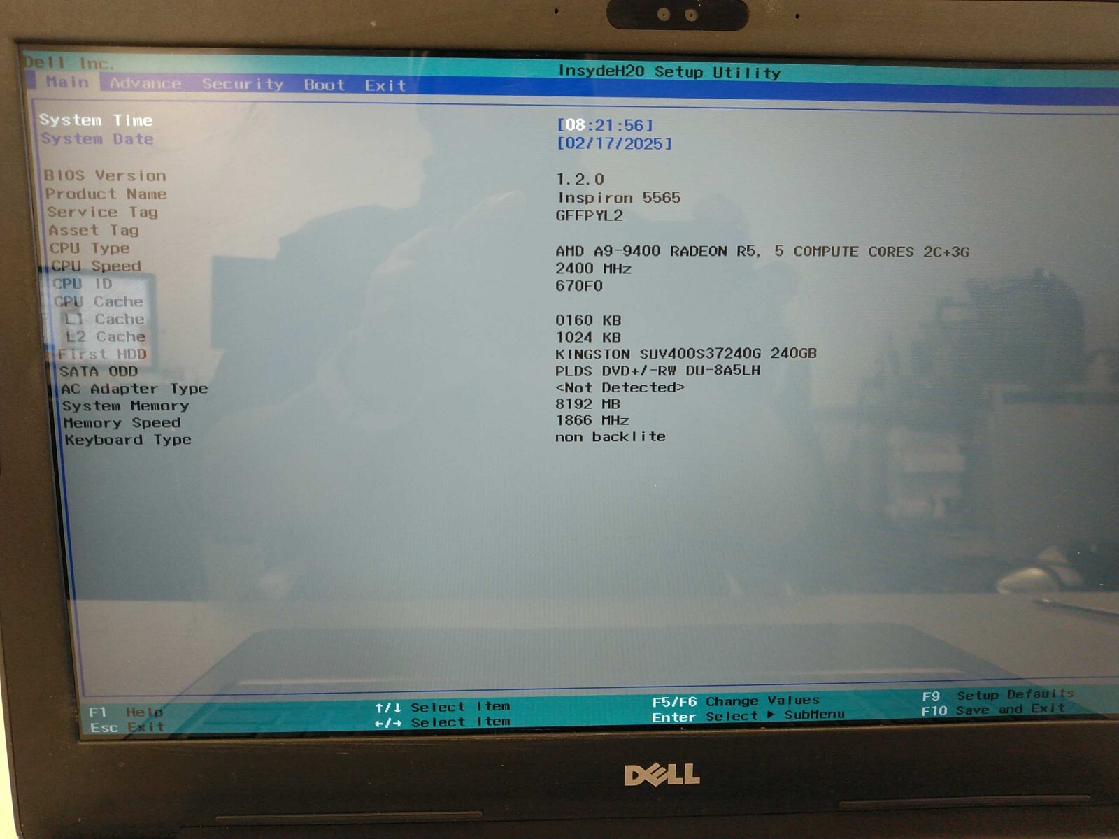 Dell inspiron 5565 15.6″AMD A9-9400 2400mhz 8gb ram 240gb SSD Charger* GFFPYL2