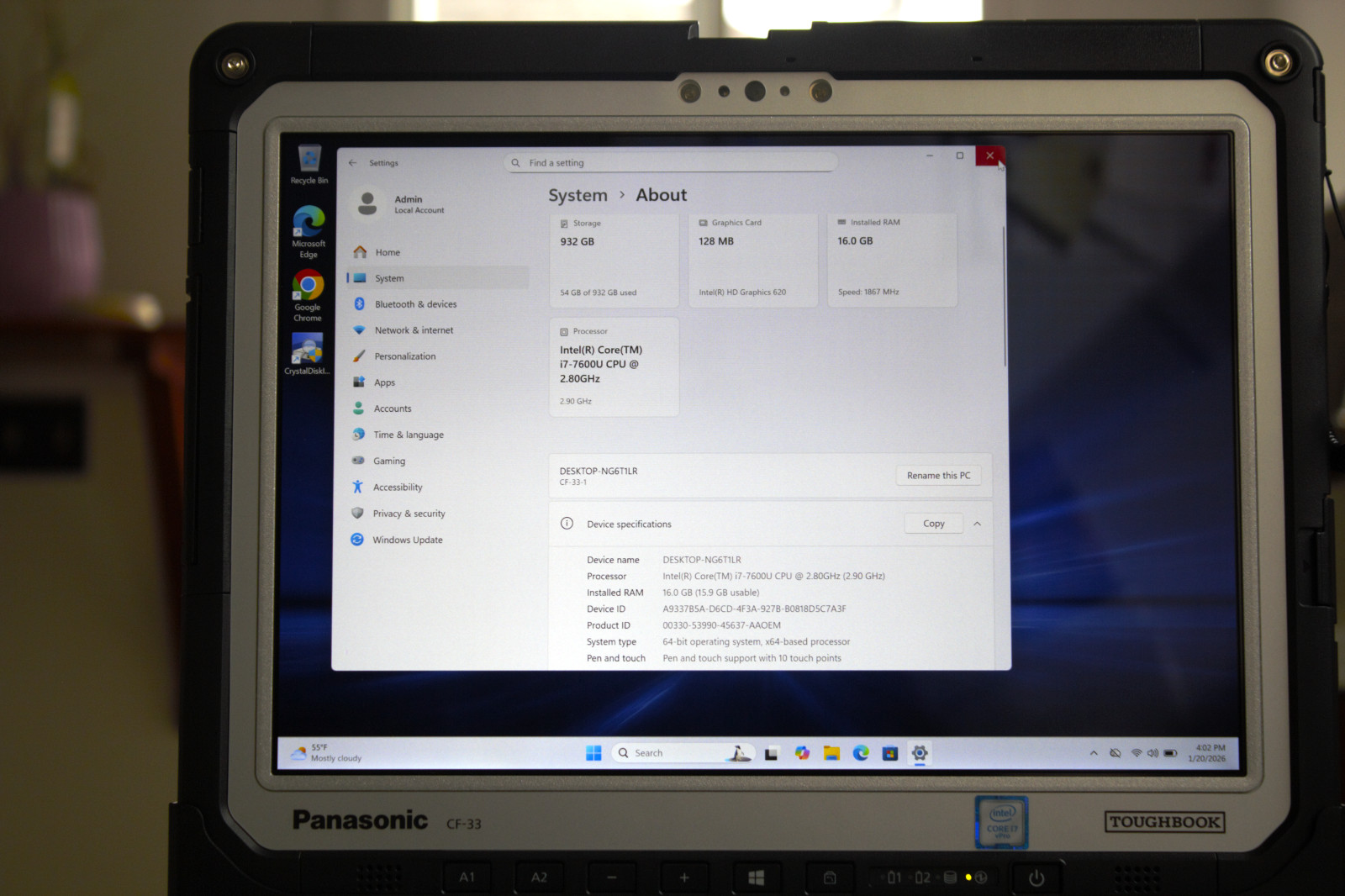 Panasonic Toughbook CF-33 i7-7600U New 1TB SSD 16GB RAM Touch 4G DGPS 690 Hours