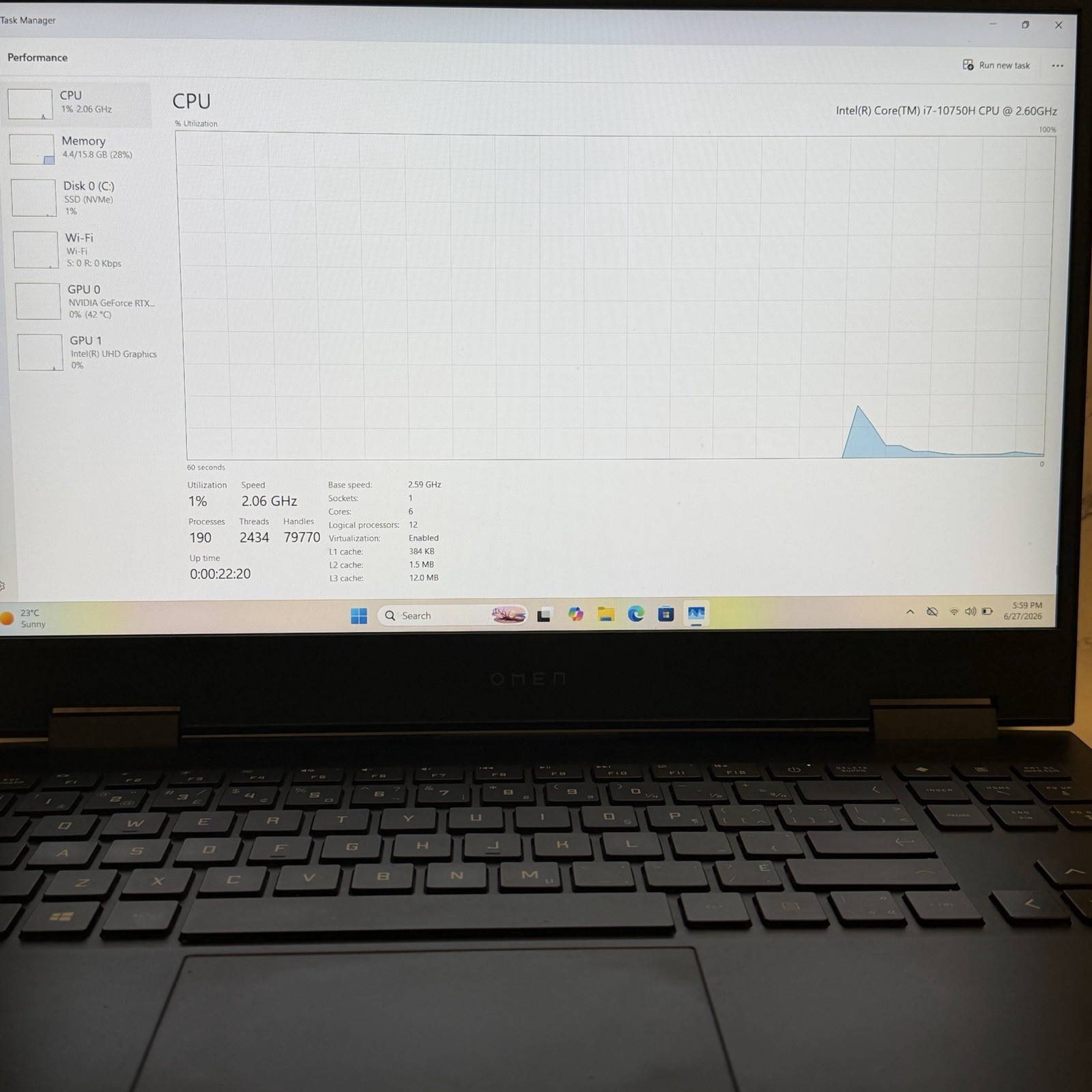 HP OMEN 15 Gaming Laptop i7-10750H RTX 2070 Max-Q 8GB 16GB RAM 1TB SSD Win 11