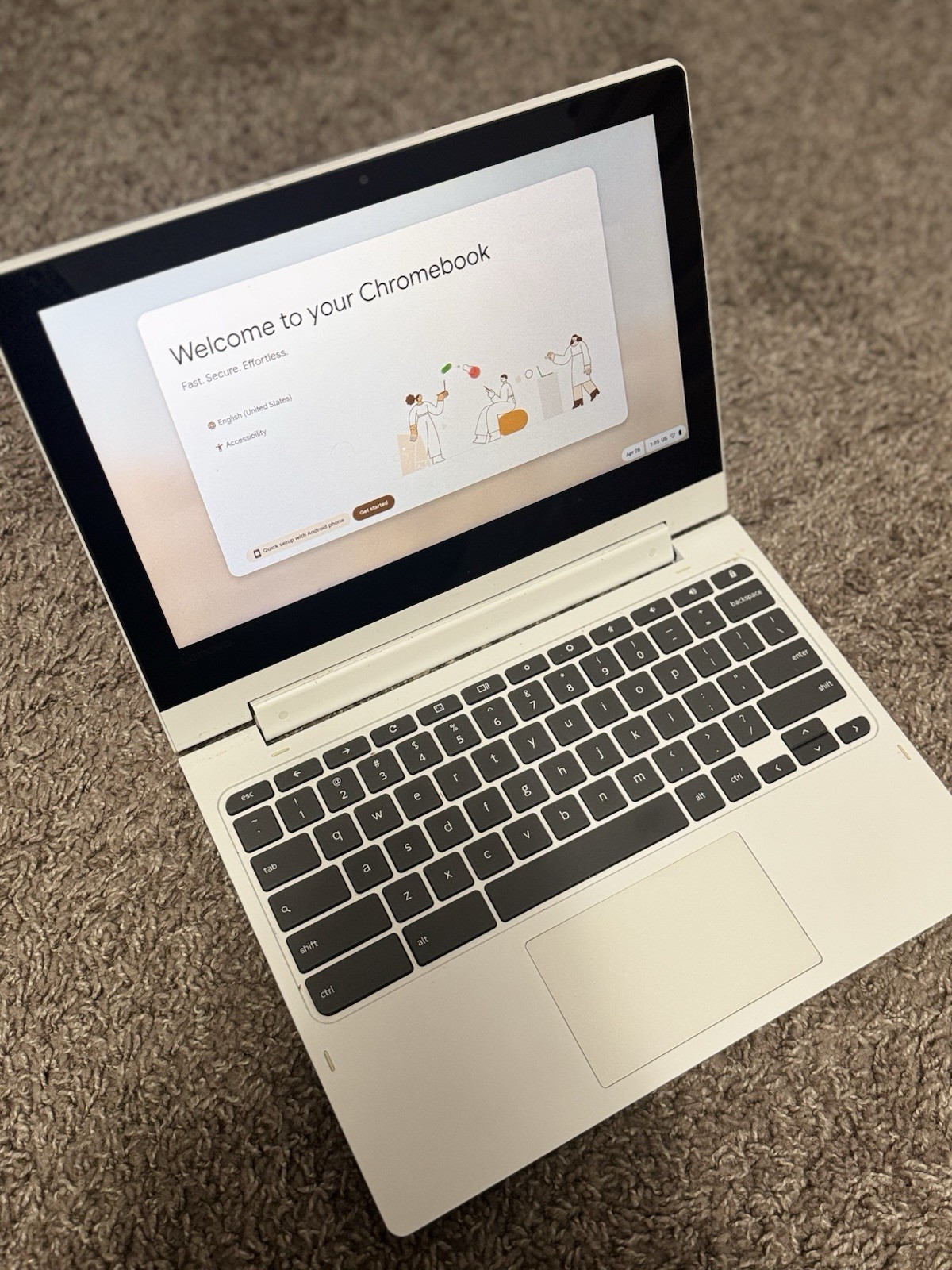 Lenovo Chromebook 11in MediaTek MT8173C White Laptop Chrome OS w/ Charger