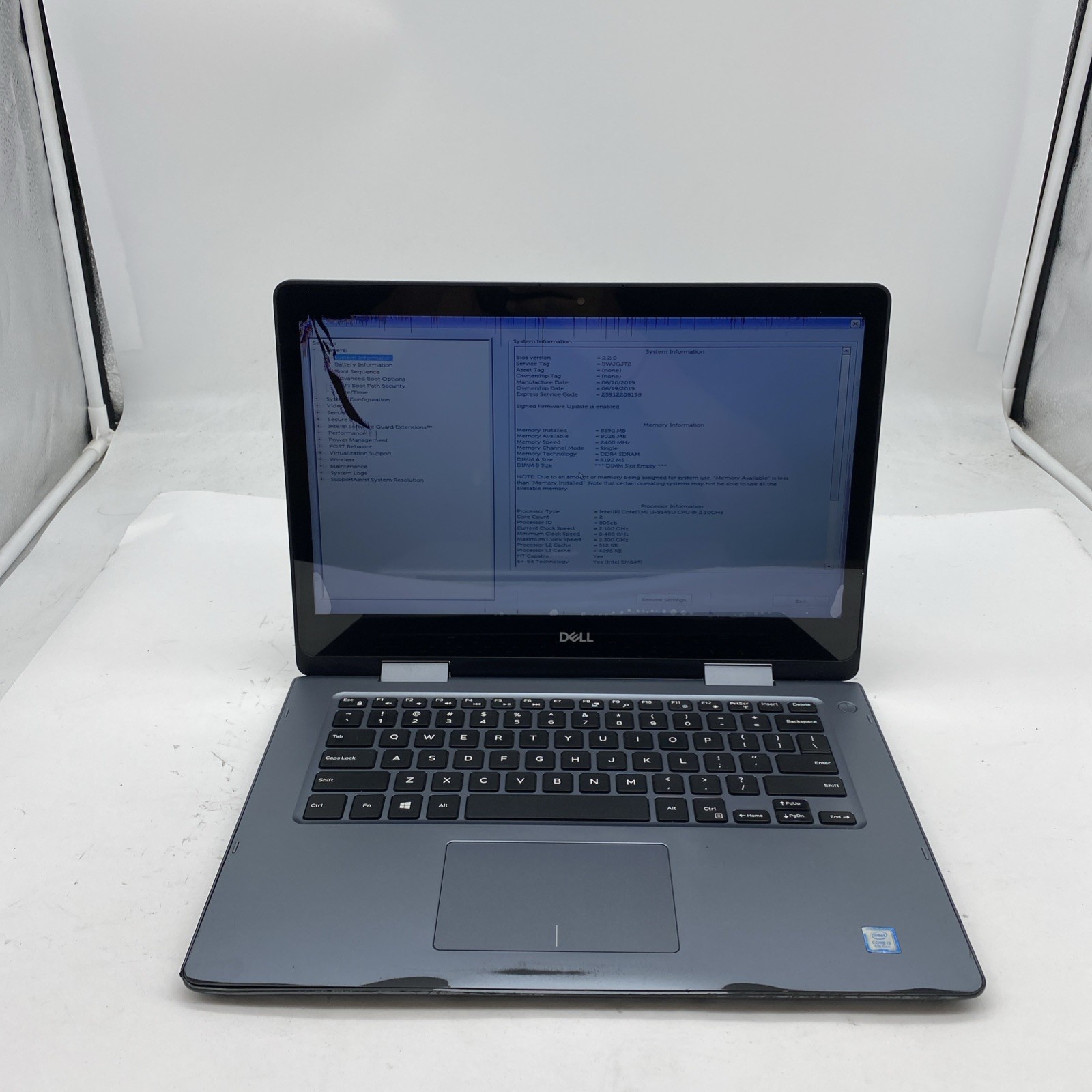 Dell Inspiron 5481 Laptop Intel Core i3-8145U 2.1GHz 8GB 128GB SSD NO OS