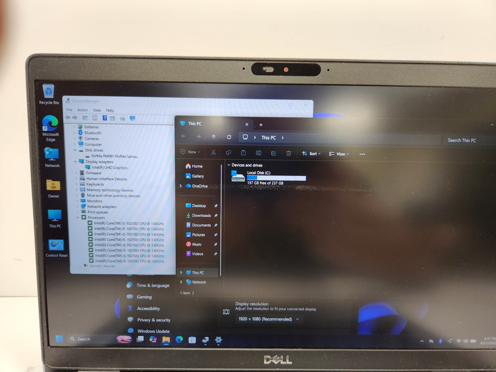 DELL Latitude 5310 Laptop Core i5-10210U, 8GB RAM, 256GB NVME, Win11 #0520