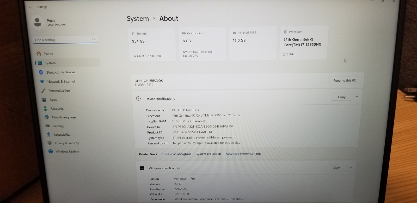 Dell Precision 7670 16″ Core i7-12850HX 16GB RAM 1TB NVMe NVIDIA RTX 2000 Win 11