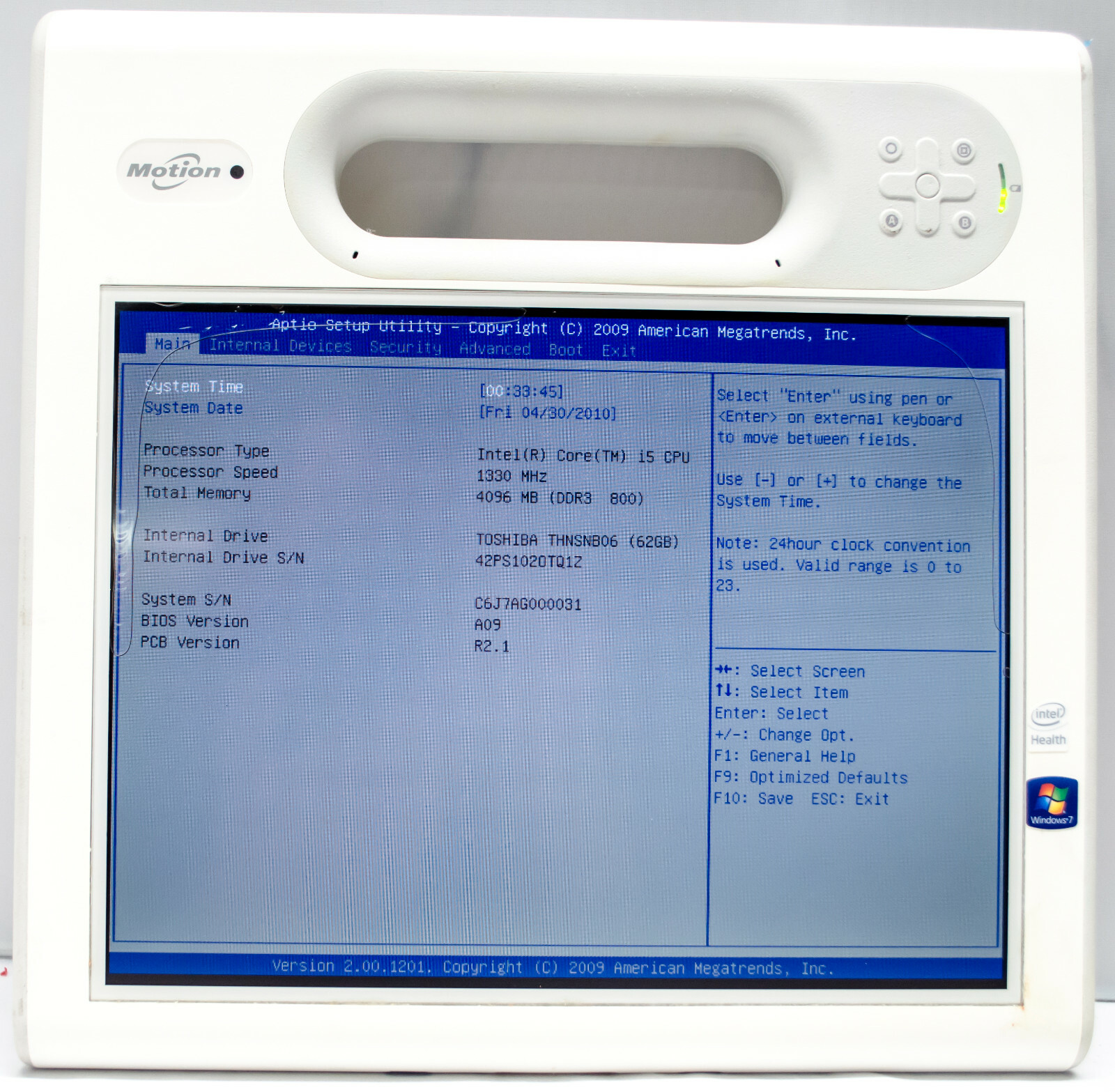 Motion Computing C5v i5-560UM 4GB 64GB SSD Touch Camera Barcode Reader
