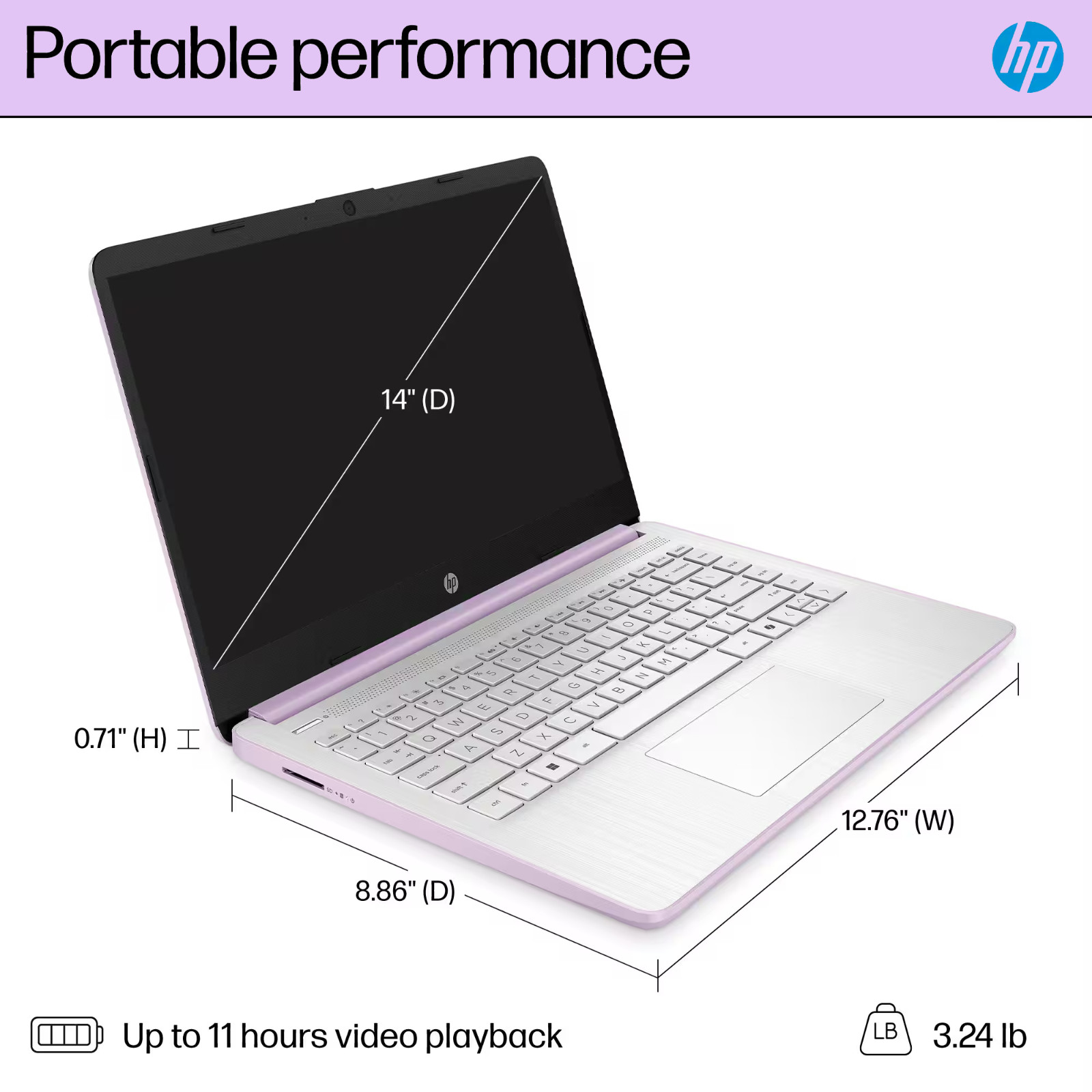 HP Laptop Computer 14″, Quad-Core Intel N150, 16GB RAM 628GB Storage, Win 11 Pro