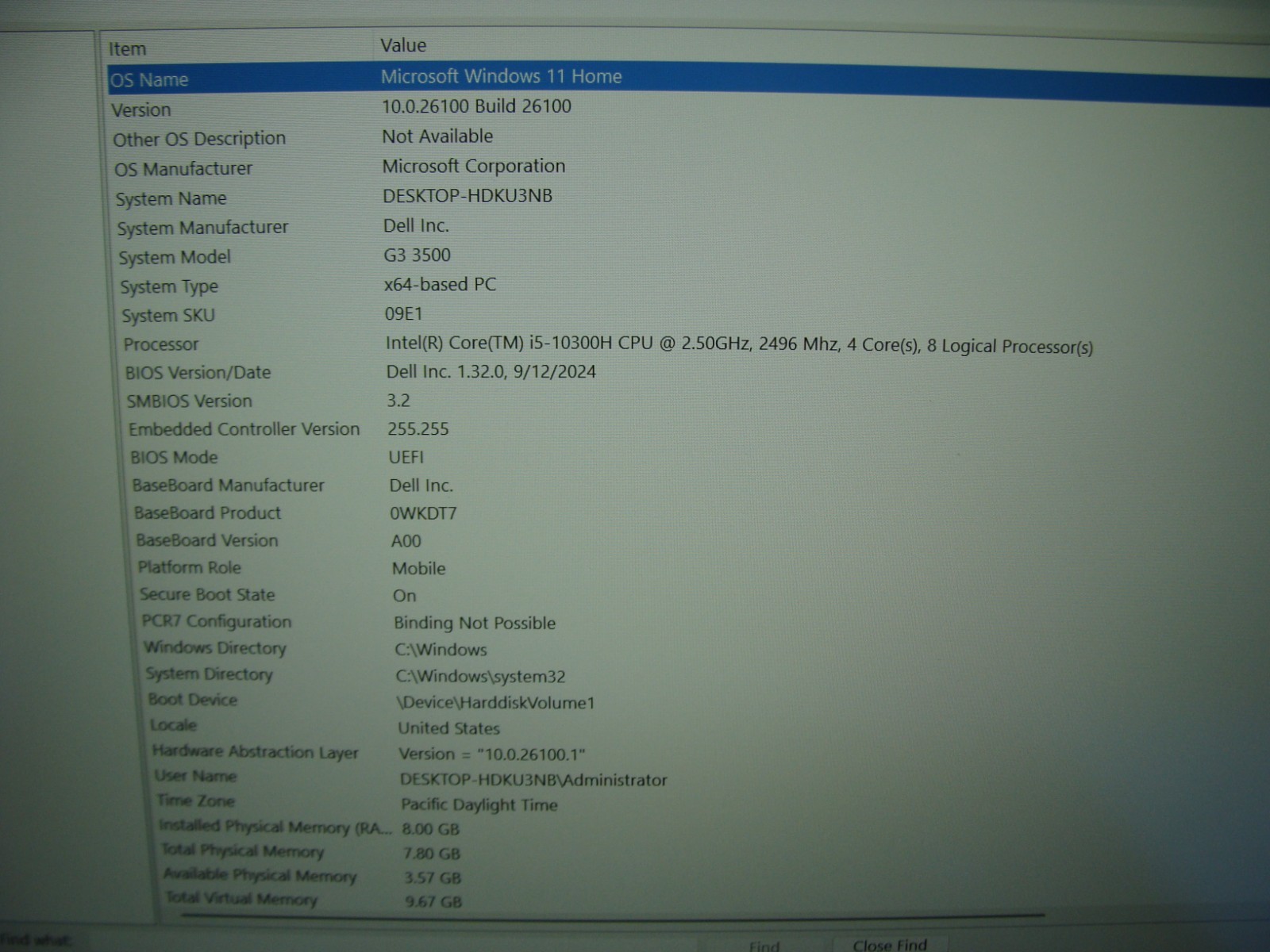 Dell G3 3500 15.6″FHD 120hz i5-10300H 2.5Gh 8Gb 256GB GTX 1650 4GB Win 11 Home