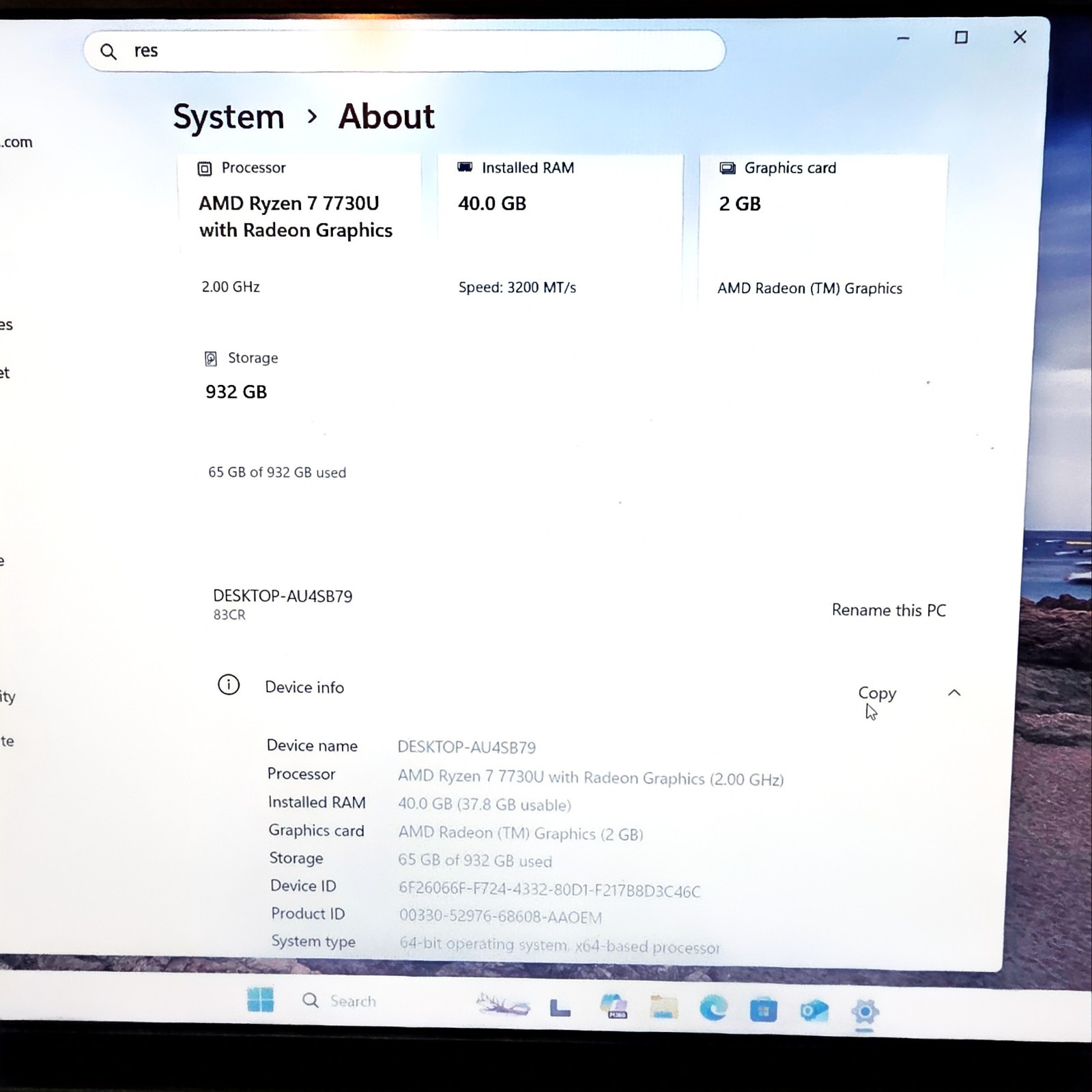 Lenovo V15 G4 ABP 15.6″ FHD Ryzen 7 7730U 2.00GHz 40GB DDR4 1TB NVMe Win11 PRO
