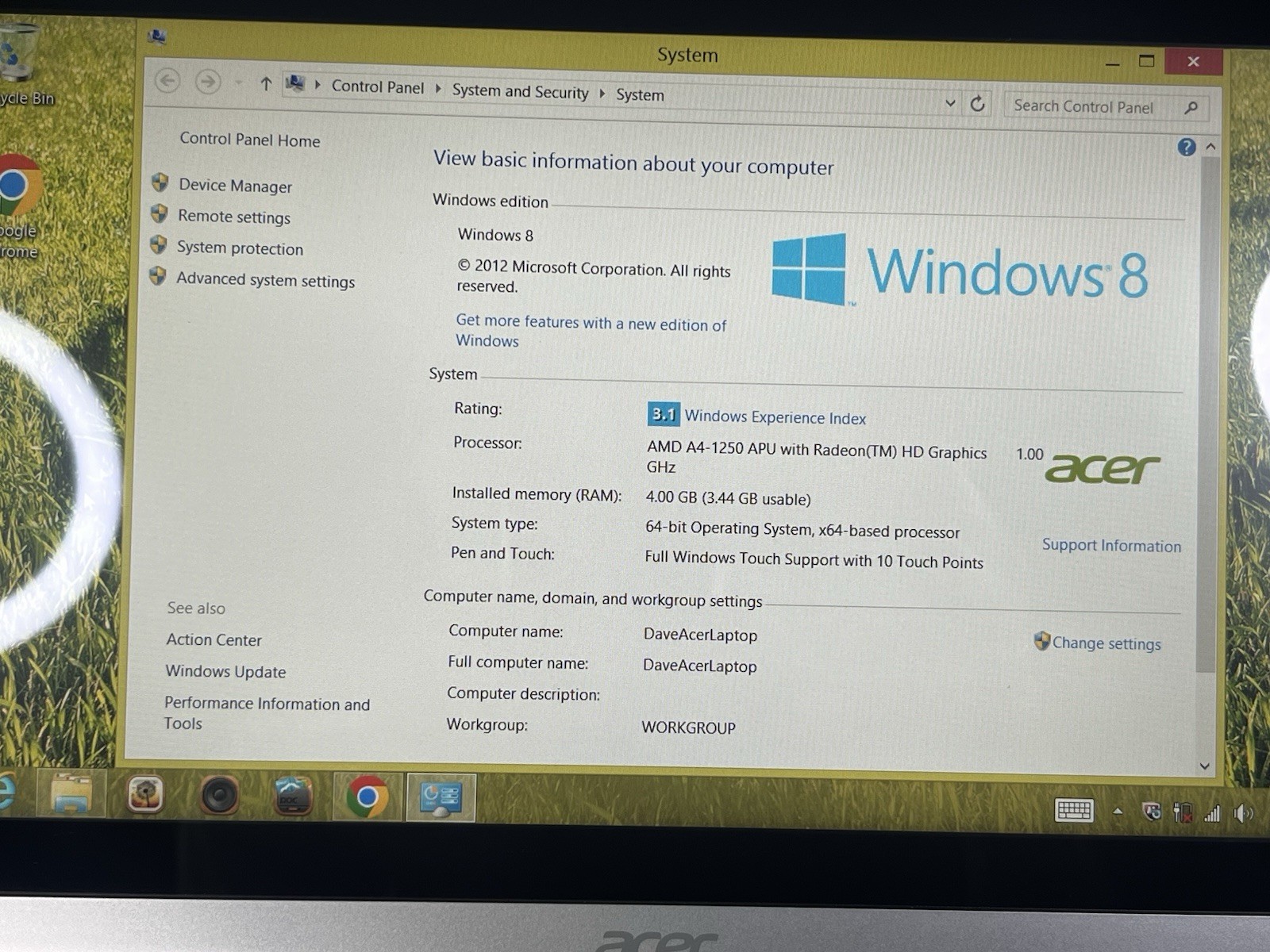 Acer Aspire V5 122p 0408 Laptop AMD Dual-Core A4-1250 4 GB Storage 11.6″ Screen