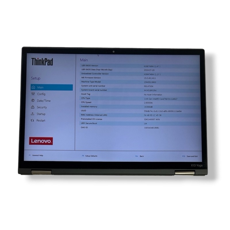 Lenovo ThinkPad X13 Yoga Gen 2 i5-1145G7 16GB 256GB SSD No OSTouch(screen issue)