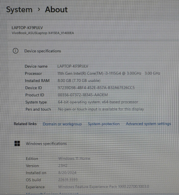 ASUS Vivobook X1400EA-I38128 Laptop 14″ 128GB 3GHZ 8GB Intel Core i3 11th Gen