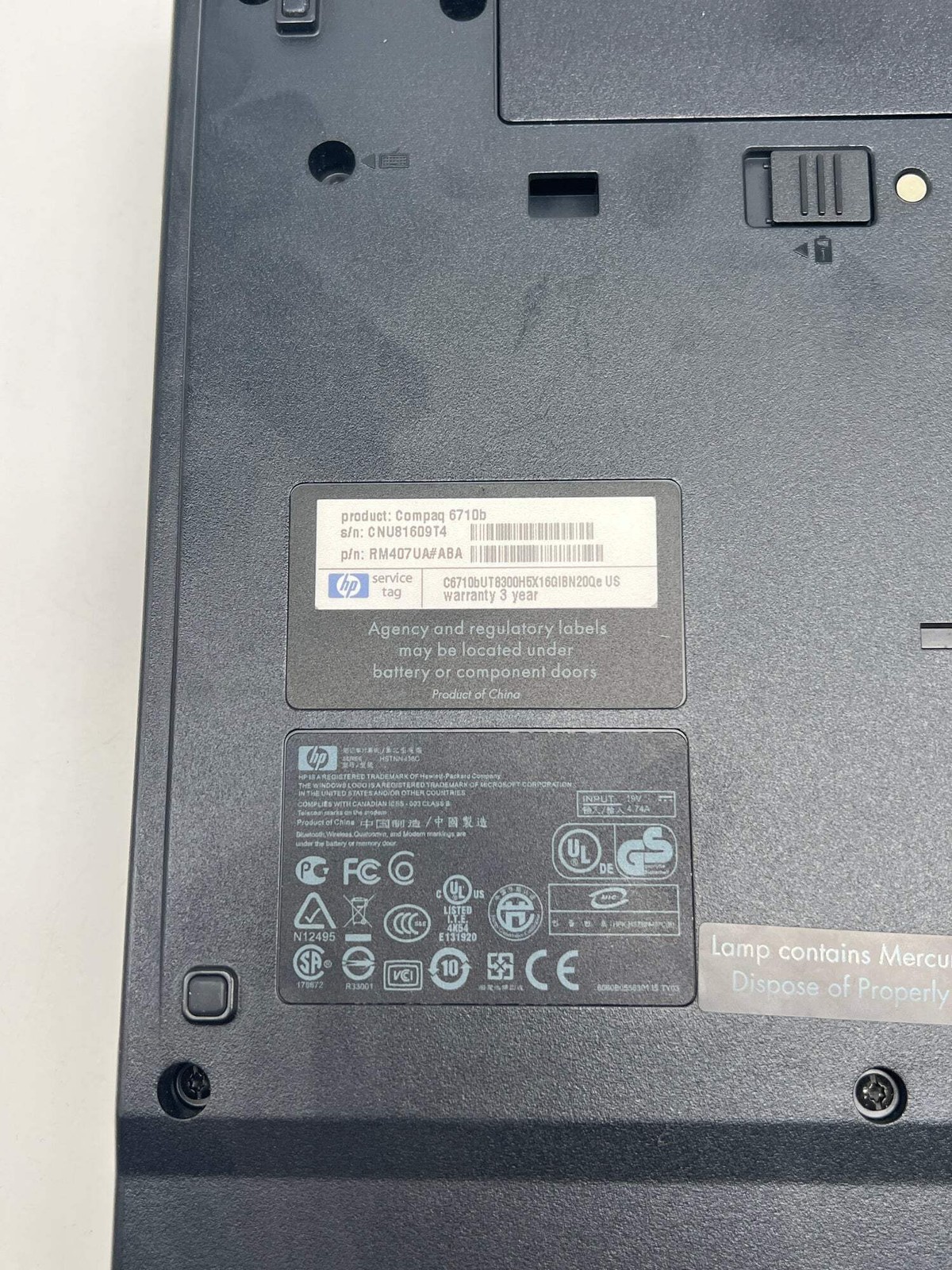 HP Compaq 6710b Core 2 Duo 2GB DDR2 – For Parts Bad Battery