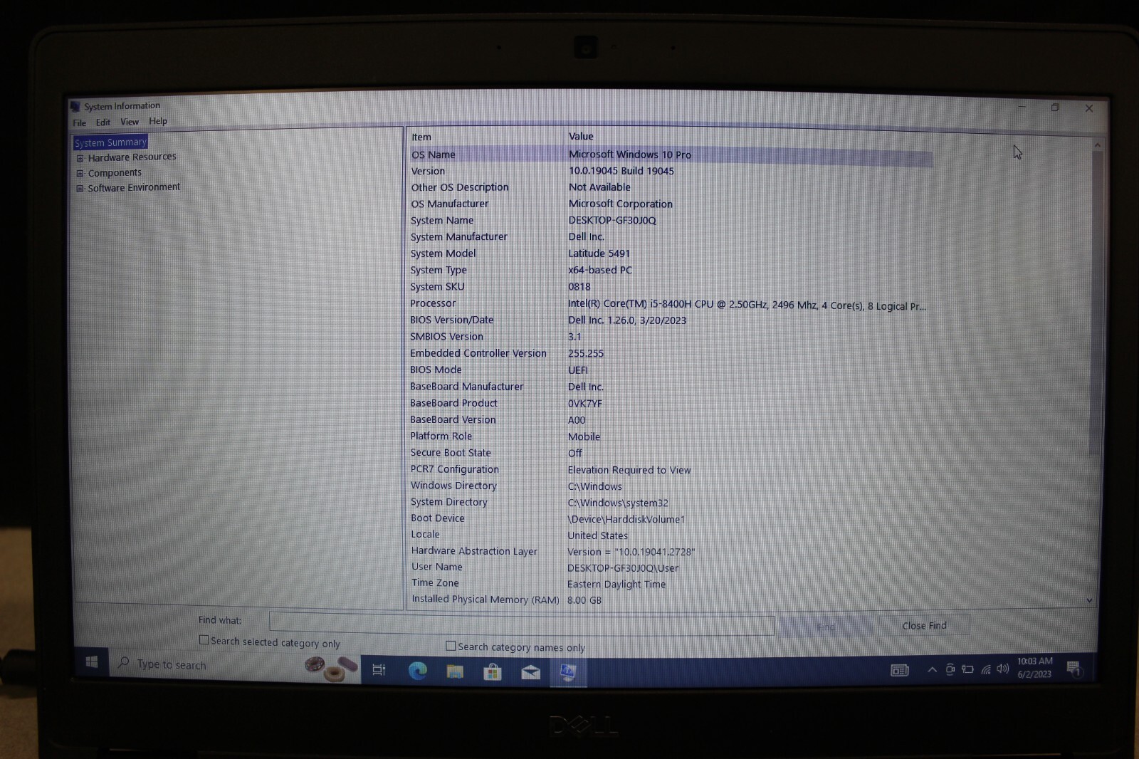 Dell Latitude 5491 I5-8400H 256SSD 8GB Win10Pro