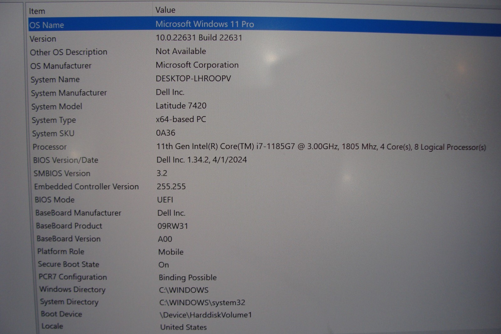 Dell Latitude 7420 14″FHD i7-1185G7 3Gh 16GB 256GB SSD Windows 11 Pro +Charger