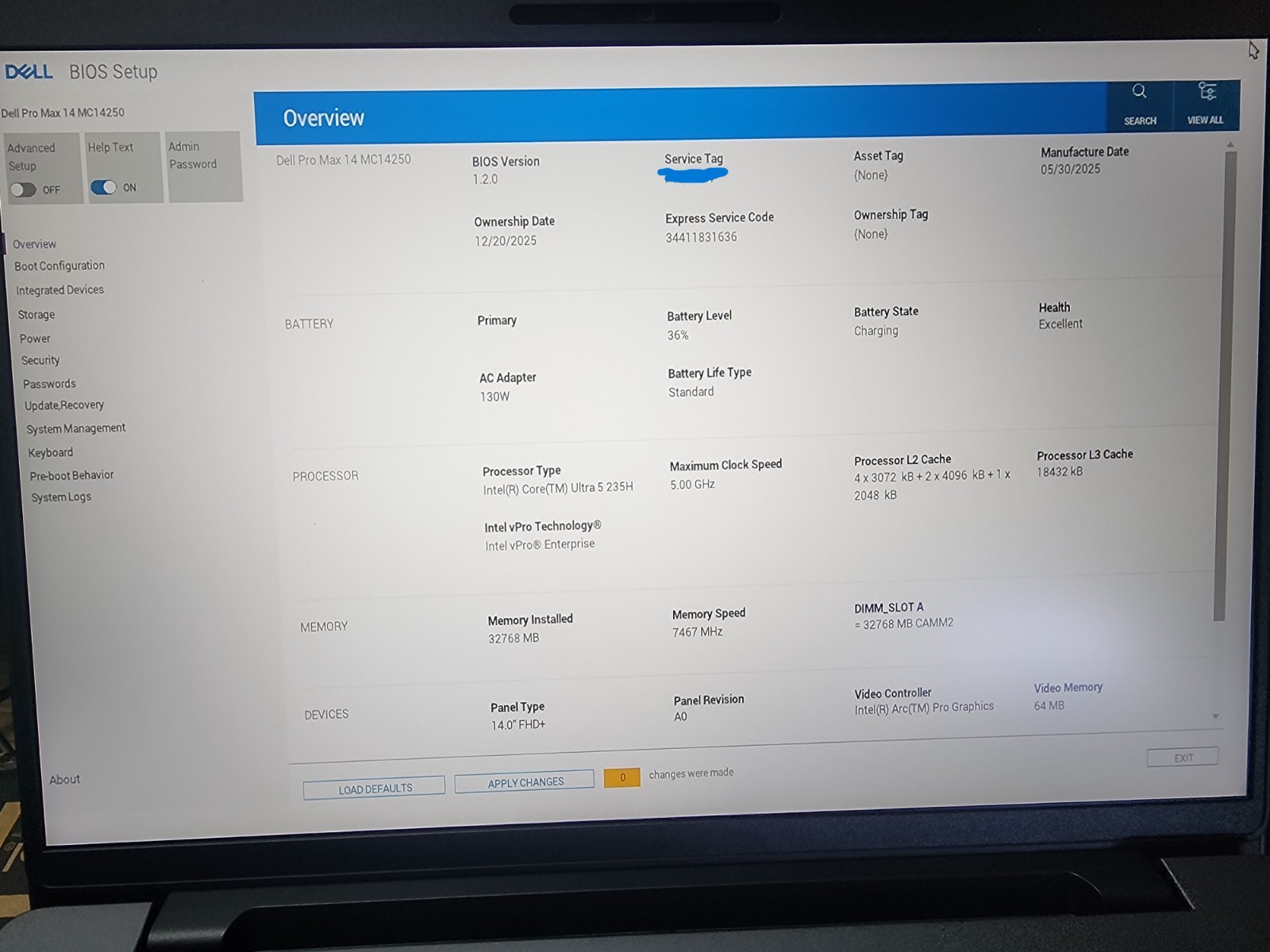 Dell Pro Max 14 2025 Core Ultra 5 32GB 512GB Arc Pro 140T Warranty 2028