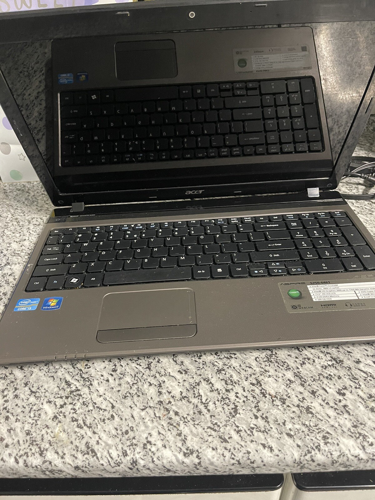 Acer Black Laptop screen 15.6 Inc for Parts no case