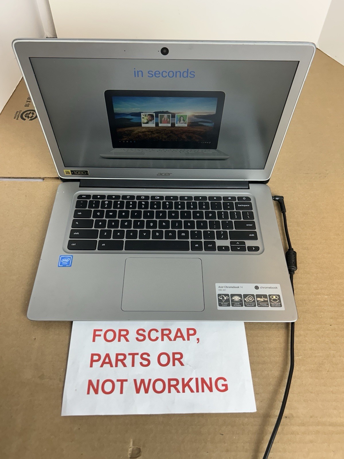 Acer Chromebook 14 Cb3-431 2017 Working w/ **BAD BATTERY / PARTS or Repair