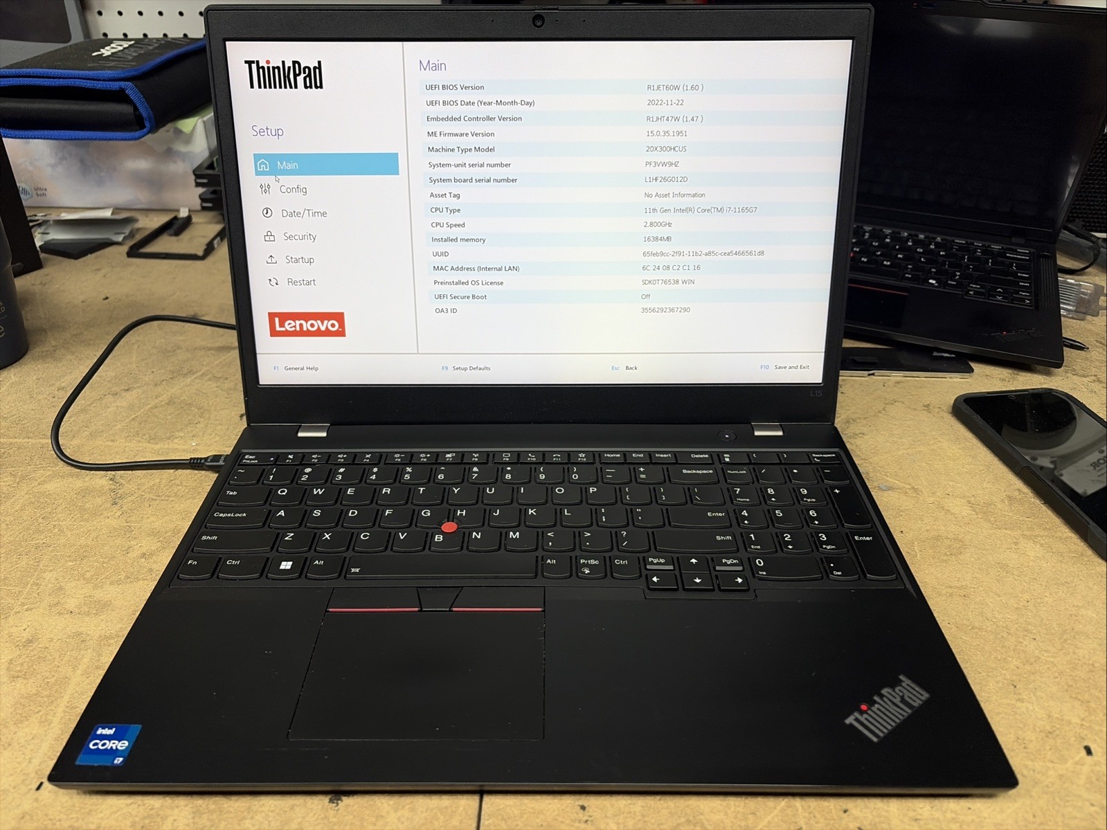 Lenovo ThinkPad L15 Gen 2 15.6″ FHD Touch i7-1165G7 16GB RAM 256GB SSD No OS
