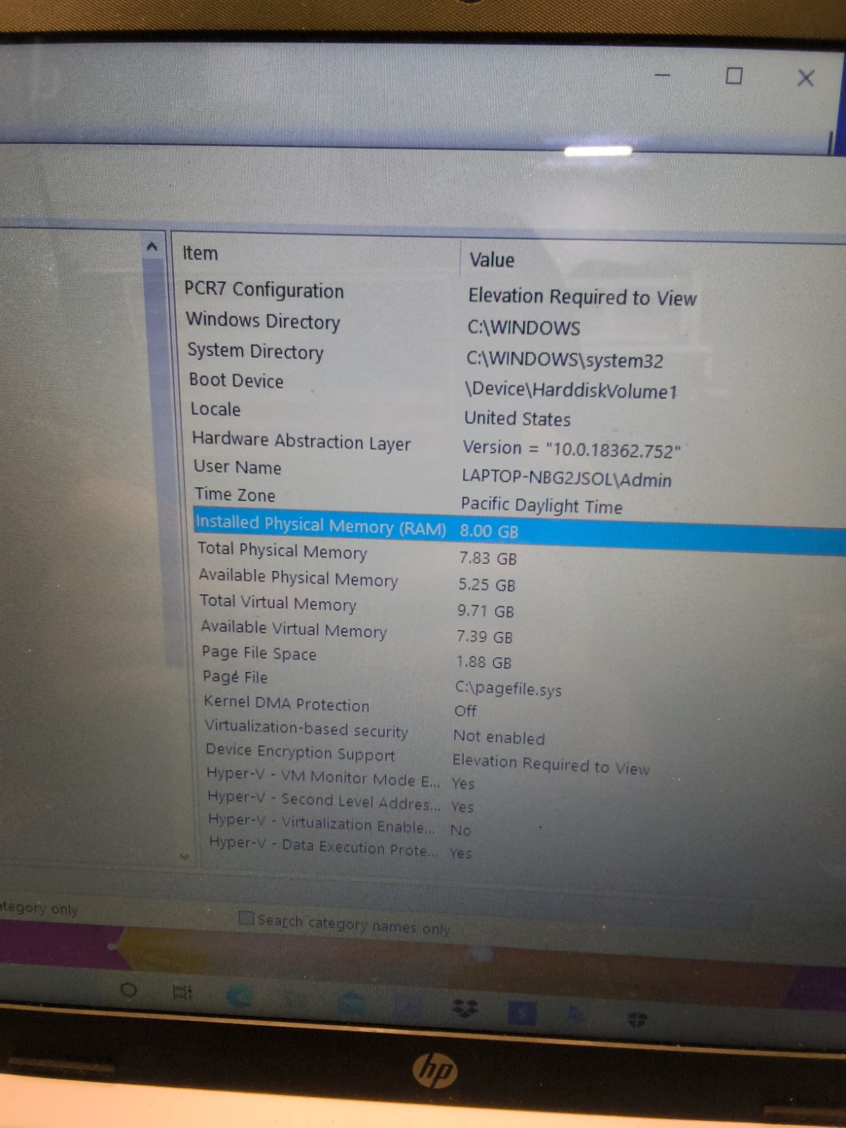 HP Laptop MODEL 15-da0xxx Intel Pentium Silver N5000 Cpu / 8 Gb Ram / *SEE DESC*