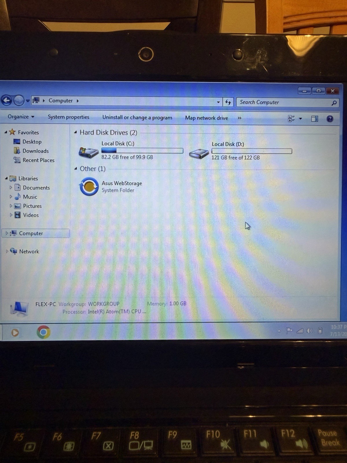 Asus EEE PC 1005HA Windows 7 10in Mini Black Laptop Intel Atom N280 220Gb HDD