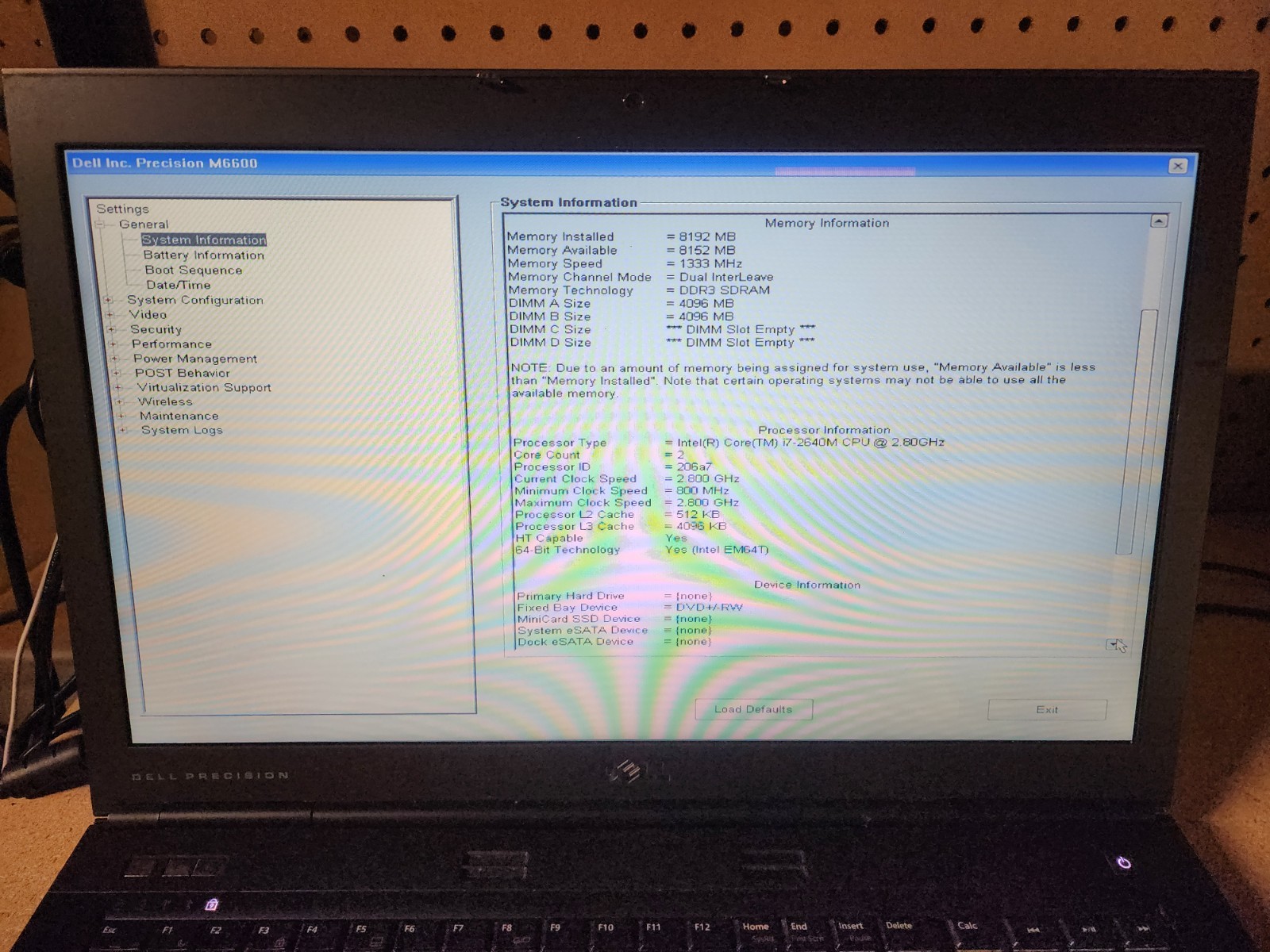 Dell Precision M6600 Laptop i7-2640M 2.8GHz 8GB RAM No HDD/OS | Parts / Repair