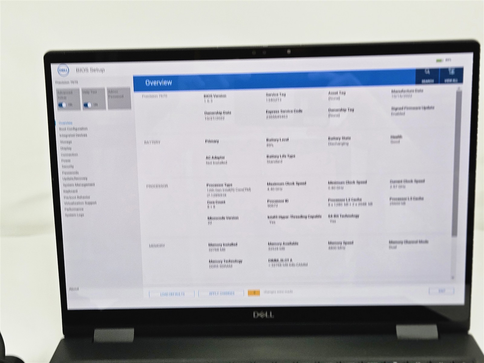 Precision 7670 Dell i7-12850HX 32GB 2TB SSD 16″ RTX A3000 Webcam SD