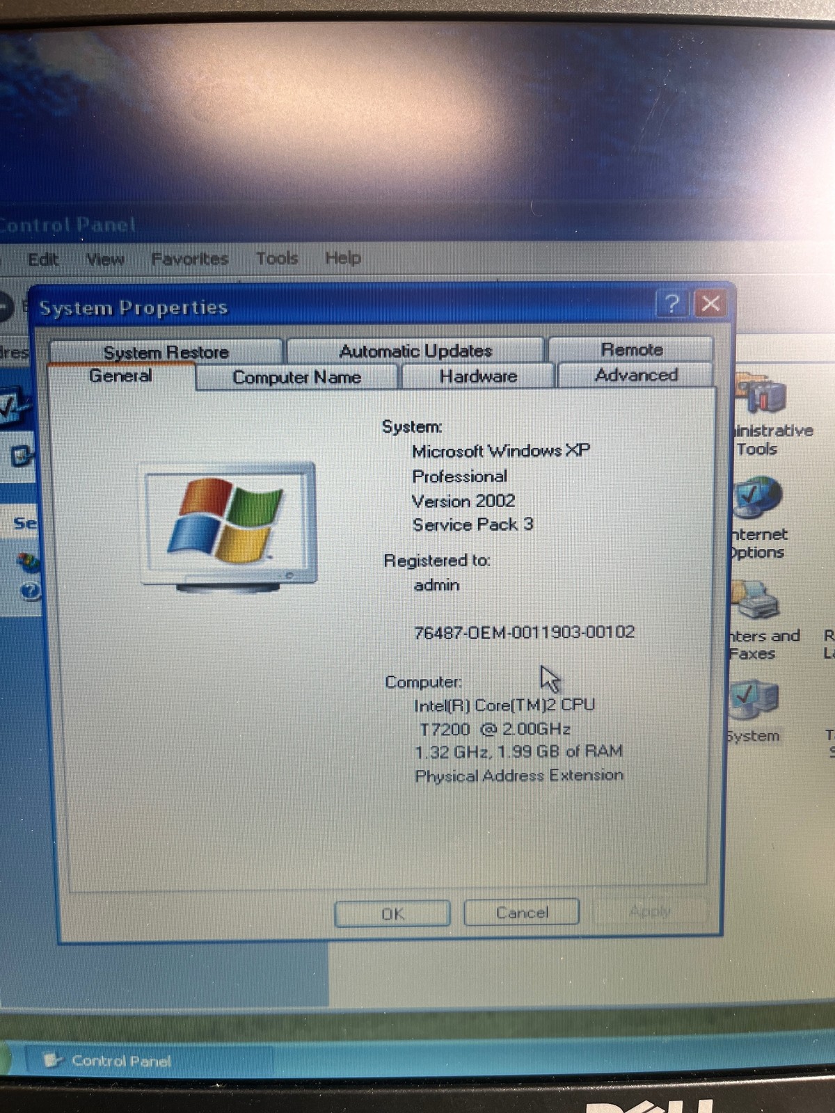 Dell Latitude D620 Win XP Core 2 Duo T7200 2GHz 2GB 298GB HDD 14.1″
