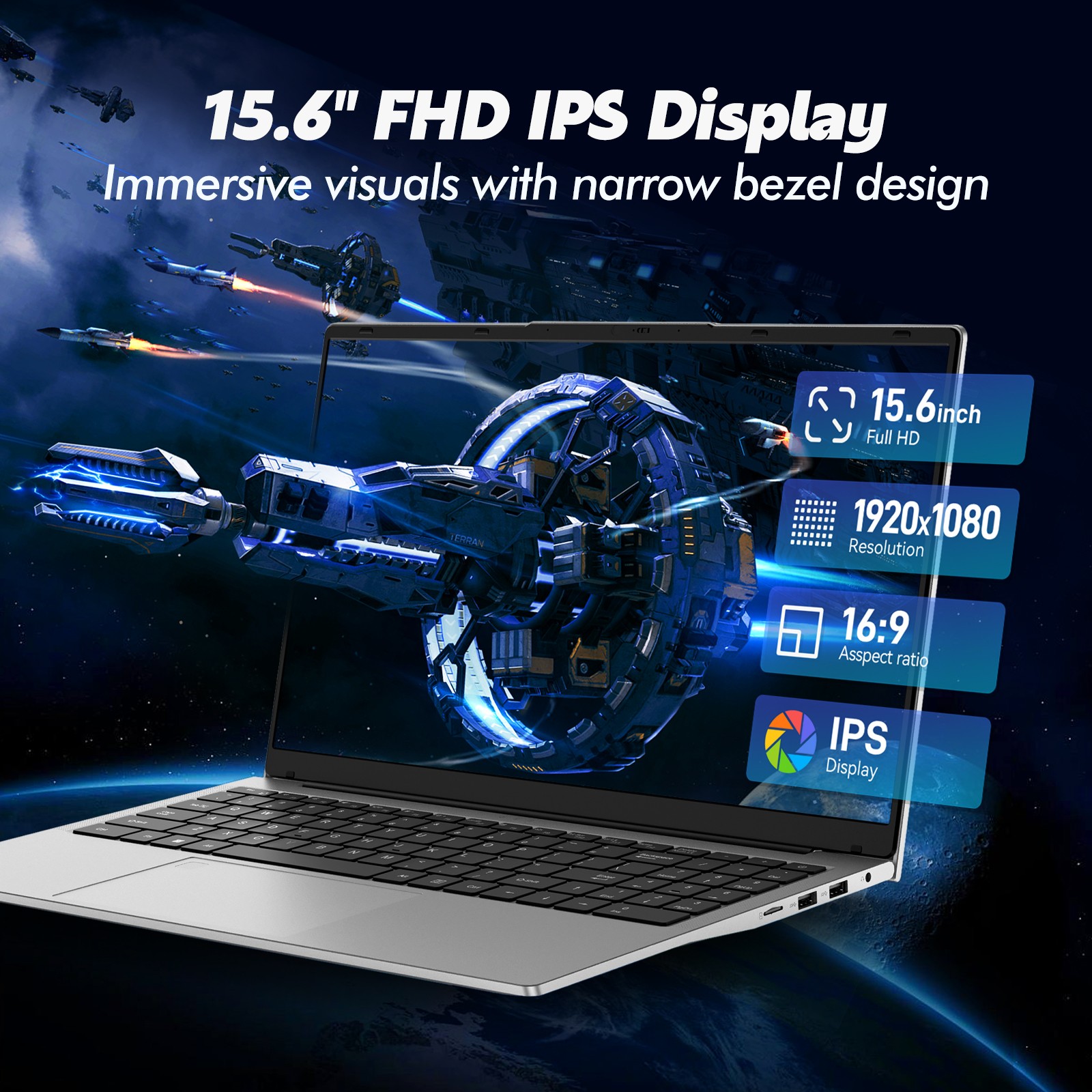 15.6″ 32GB RAM+1TB Laptop 3050E 6000mAh Win 11 Pro Lightweight Student Computer