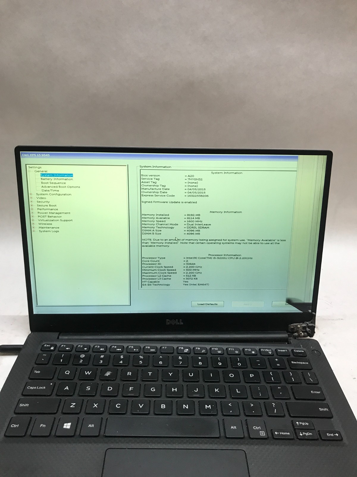 Dell XPS 13 9343 13″ Intel Core i5 8GB RAM NO HDD/OS For Parts CRACKED READ – DW