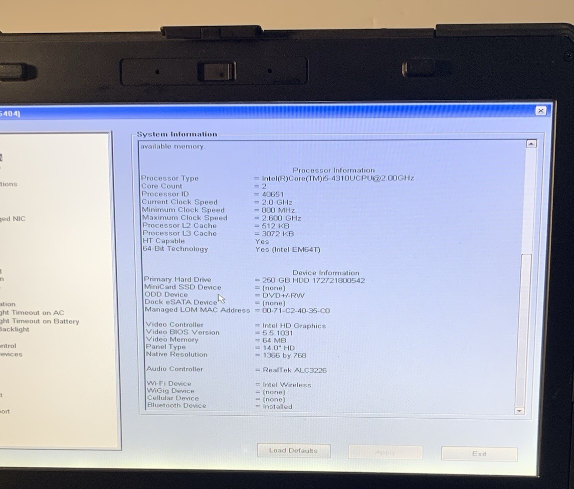 DELL LATITUDE 5404 RUGGED TOUCH i5-4310U 2.0GHZ 8GB RAM 256 SSD Win 10 Touch