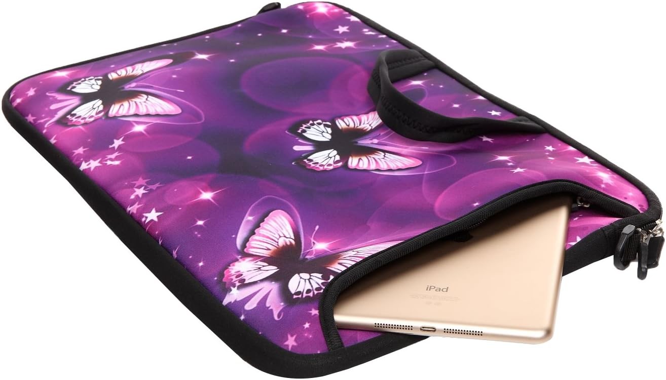 Purple Butterfly Neoprene Messenger Bag Sleeve for 17 to 17.3-Inch Acer Laptops