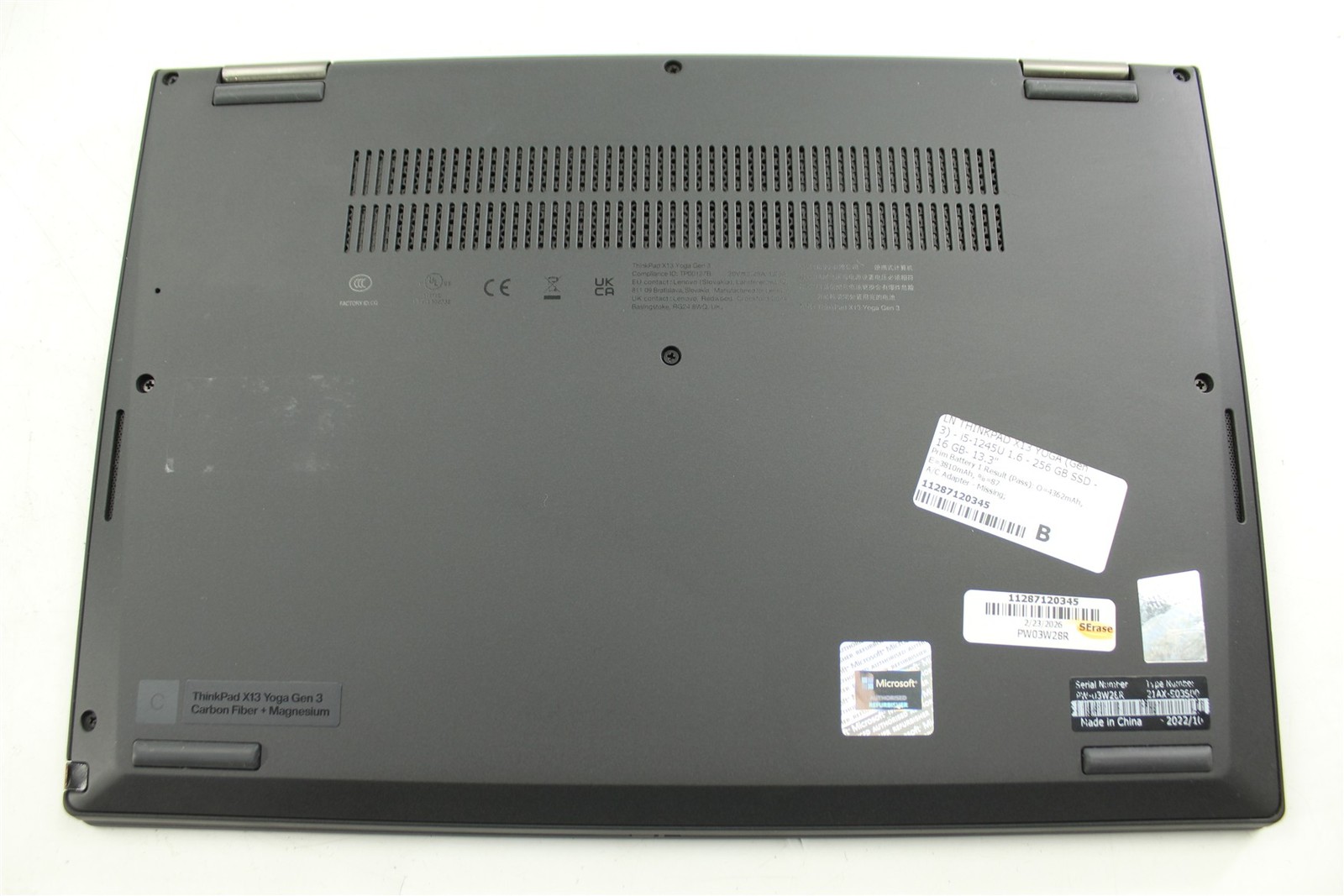 Lenovo ThinkPad X13 Yoga Gen 3 13.3″ i5-1245U 1.6GHz 256GB SSD 16GB RAM W11H