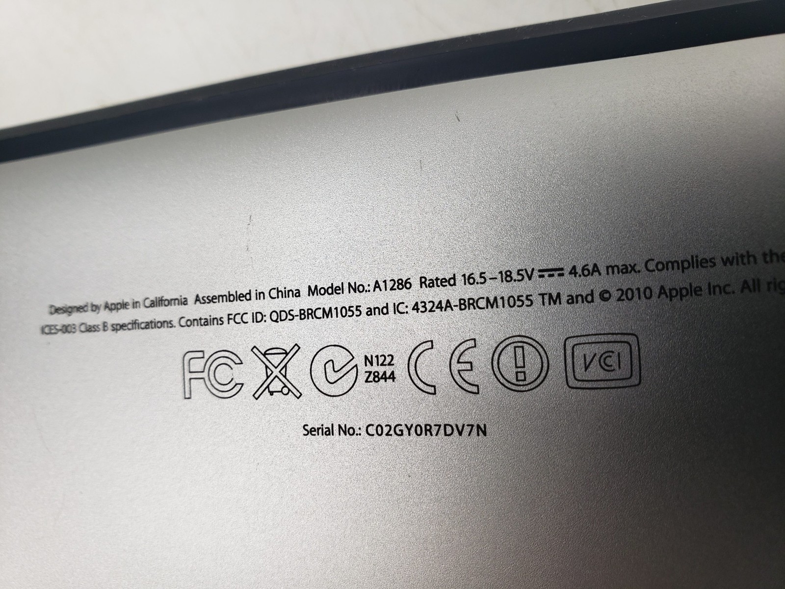 Macbook pro A1286 – no HDD – for parts or repair