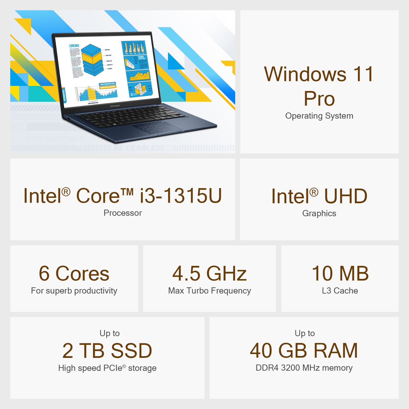 2026 ASUS Vivobook 14 Laptop MS Office 6-Core Intel i3 Upto 40GB RAM 2TB SSD Pro
