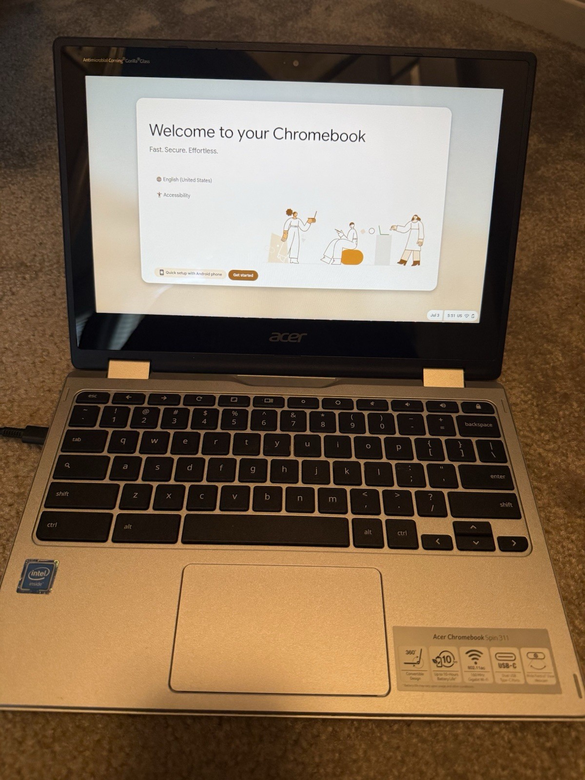 Acer Chromebook Spin 311 11.6″ Intel Celeron 2-in-1 Chrome OS Silver 64gb