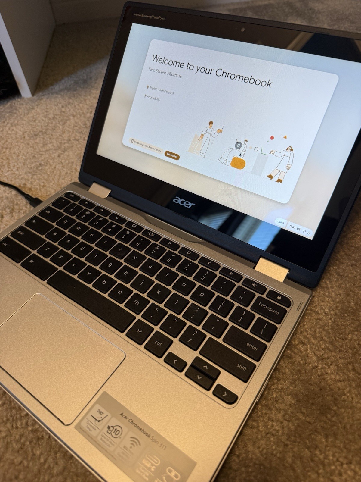 Acer Chromebook Spin 311 11.6″ Intel Celeron 2-in-1 Chrome OS Silver 64gb