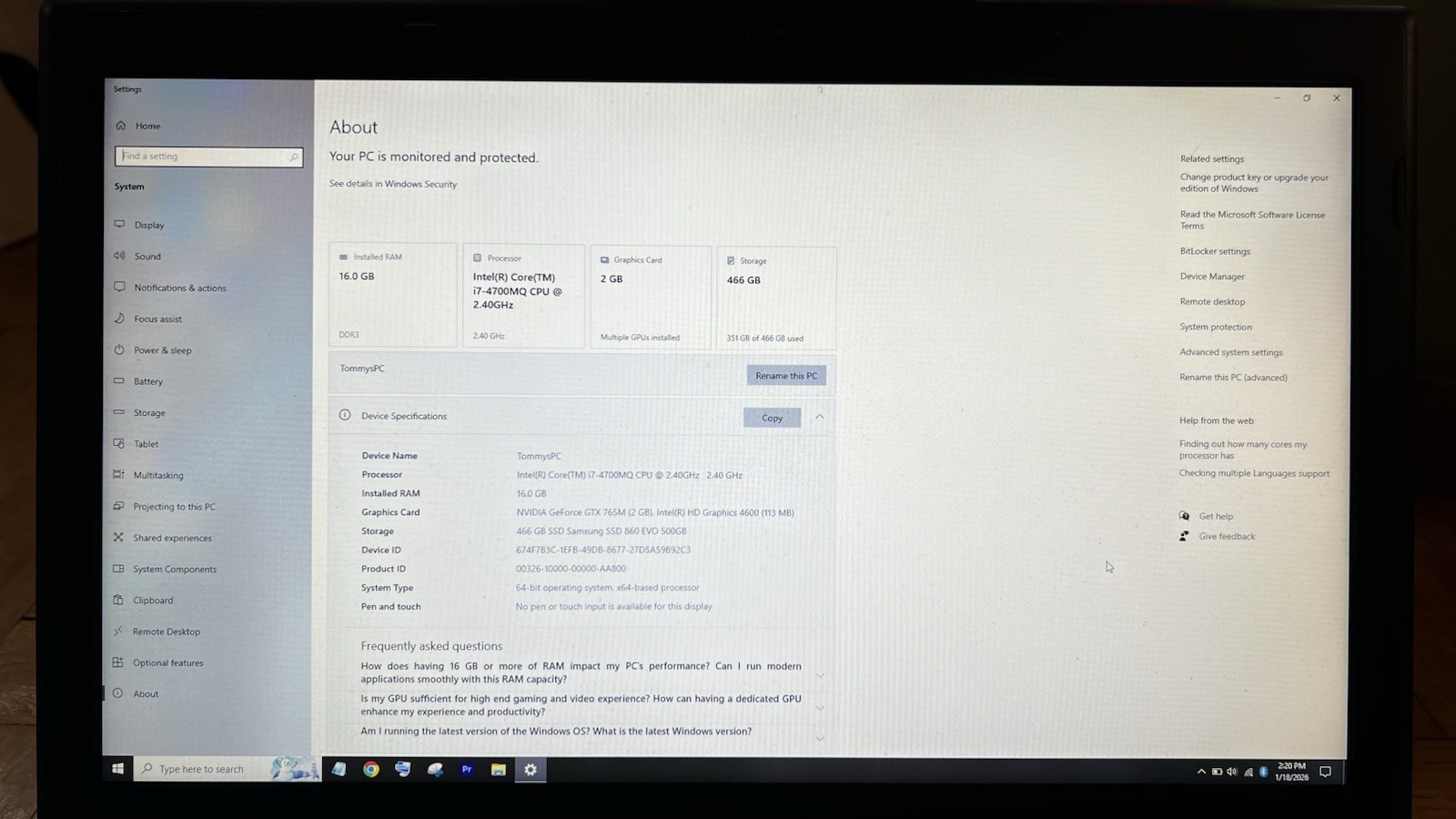 2013 CyberPowerPC Fangbook Evo HX6- Intel Core i7-4700MQ NVIDIA GeForce GTX 765M