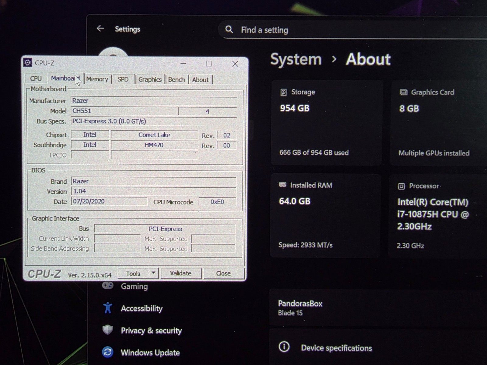 RAZER Blade 15 Advanced upgraded to 64GB RAM 1TB SSD RZ09-0330