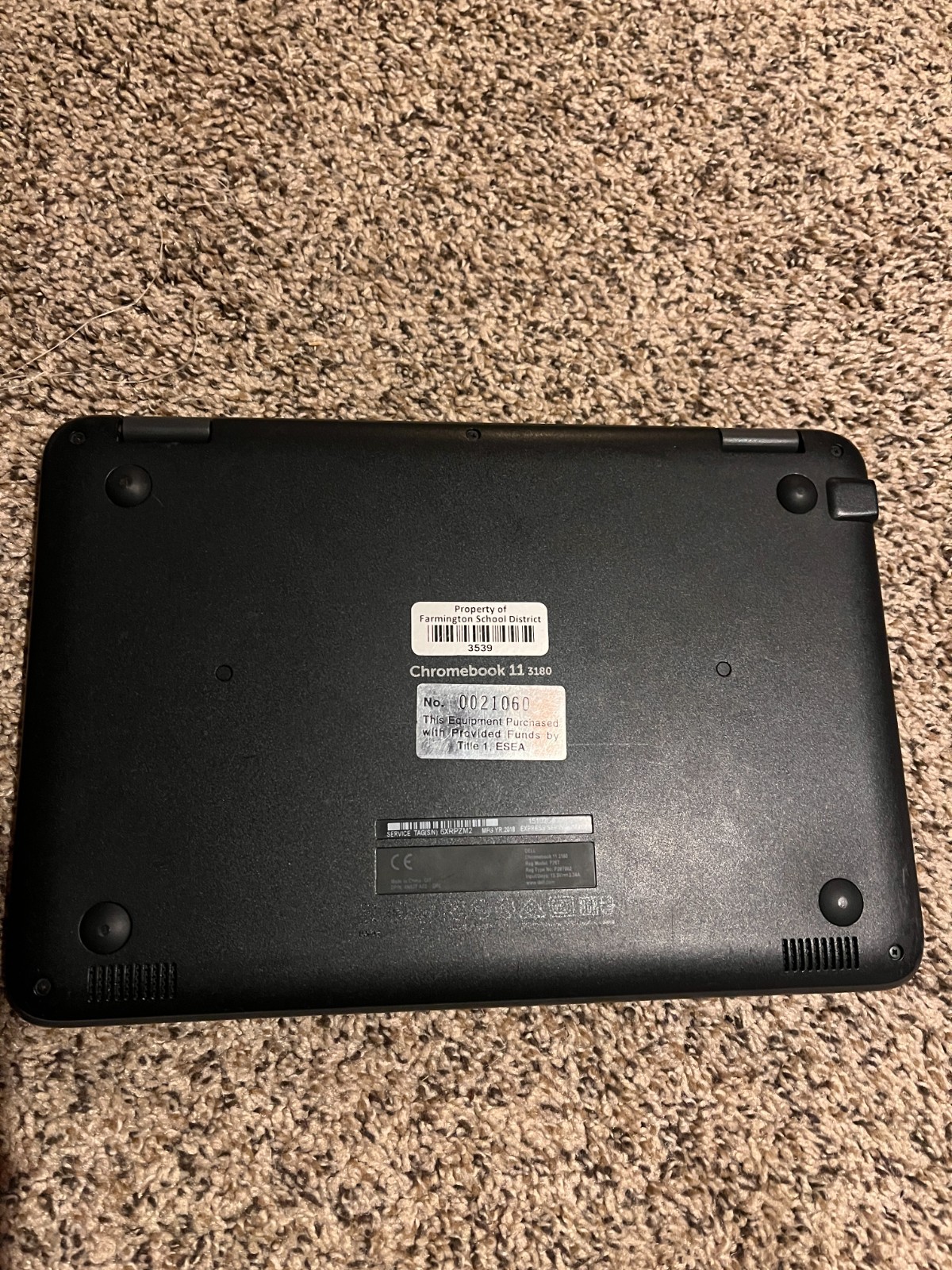 Dell Chromebook 11 3180 11.6″ Laptop – Untested – No Charger – School District L