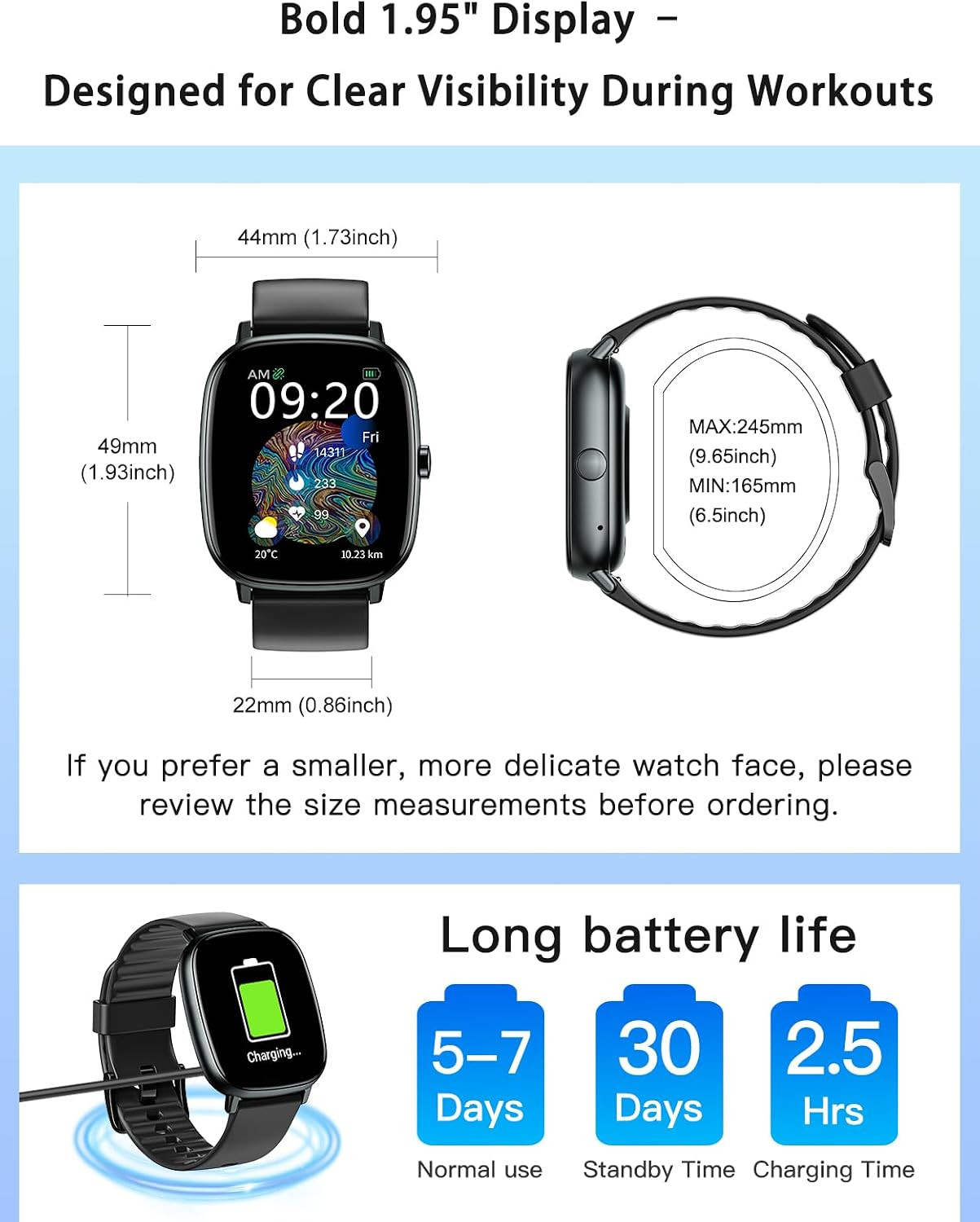 Smart Watches for Men Women with GPS Built-in, Answer/Make Calls, 1.95″ Smartwat