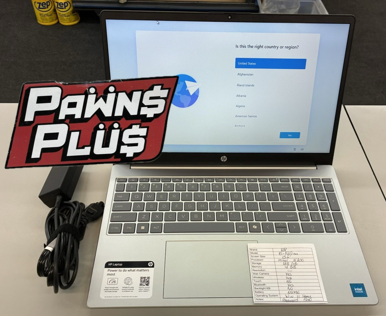 HP Laptop 15-FD0084WM 15.6″ Intel N200 1.0GHz 4GB RAM 128GB SSD win 11