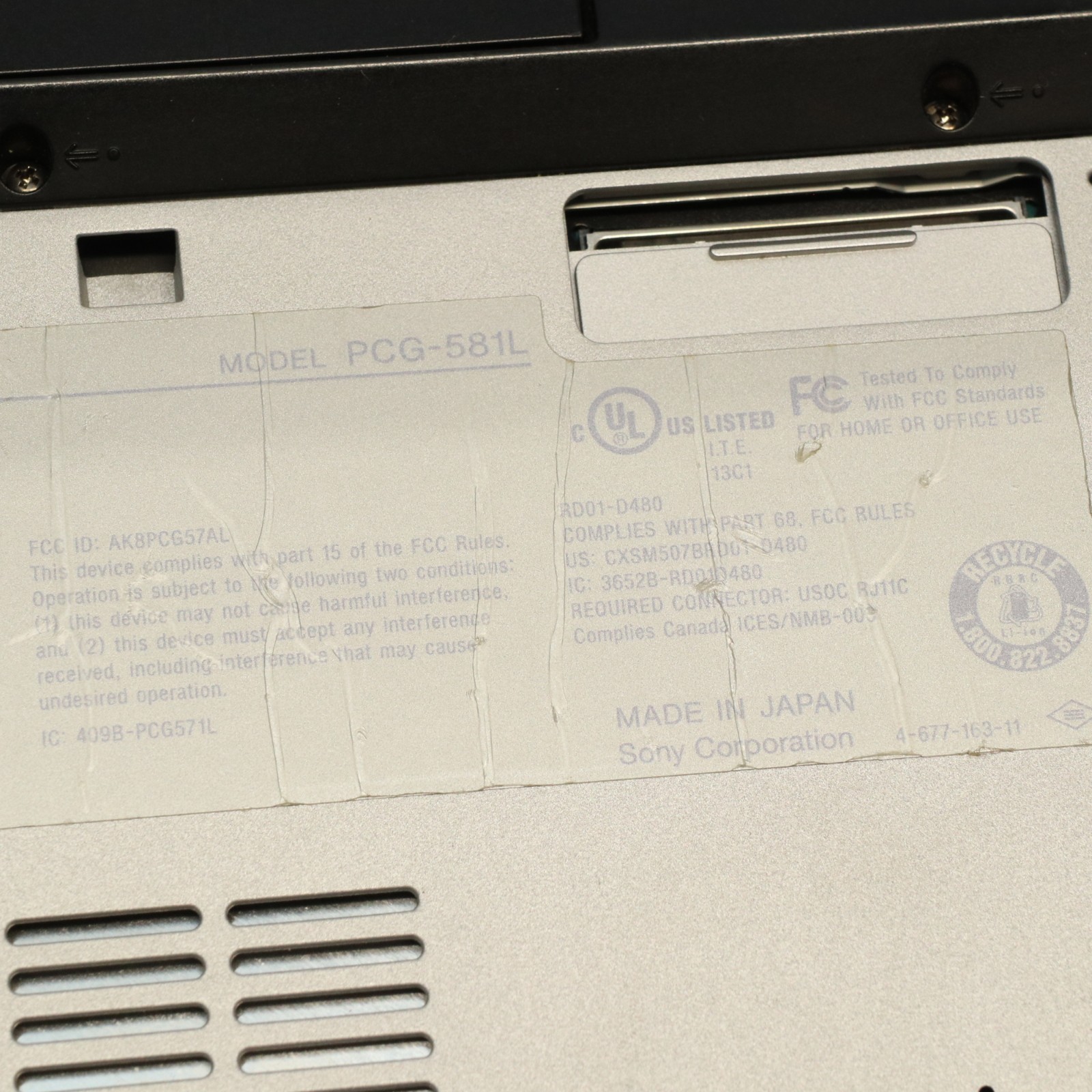 Sony Vaio PCG-Z1RA PCG-581L PCG571L Made in Japan Laptop Notebook