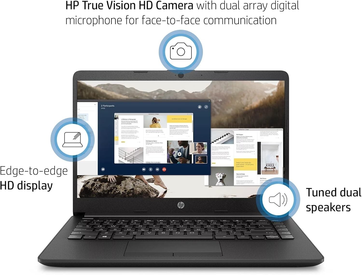 HP Stream 14″ HD Laptop, Intel Celeron N4120, 16GB RAM 64GB eMMC, Win 11, MS 365