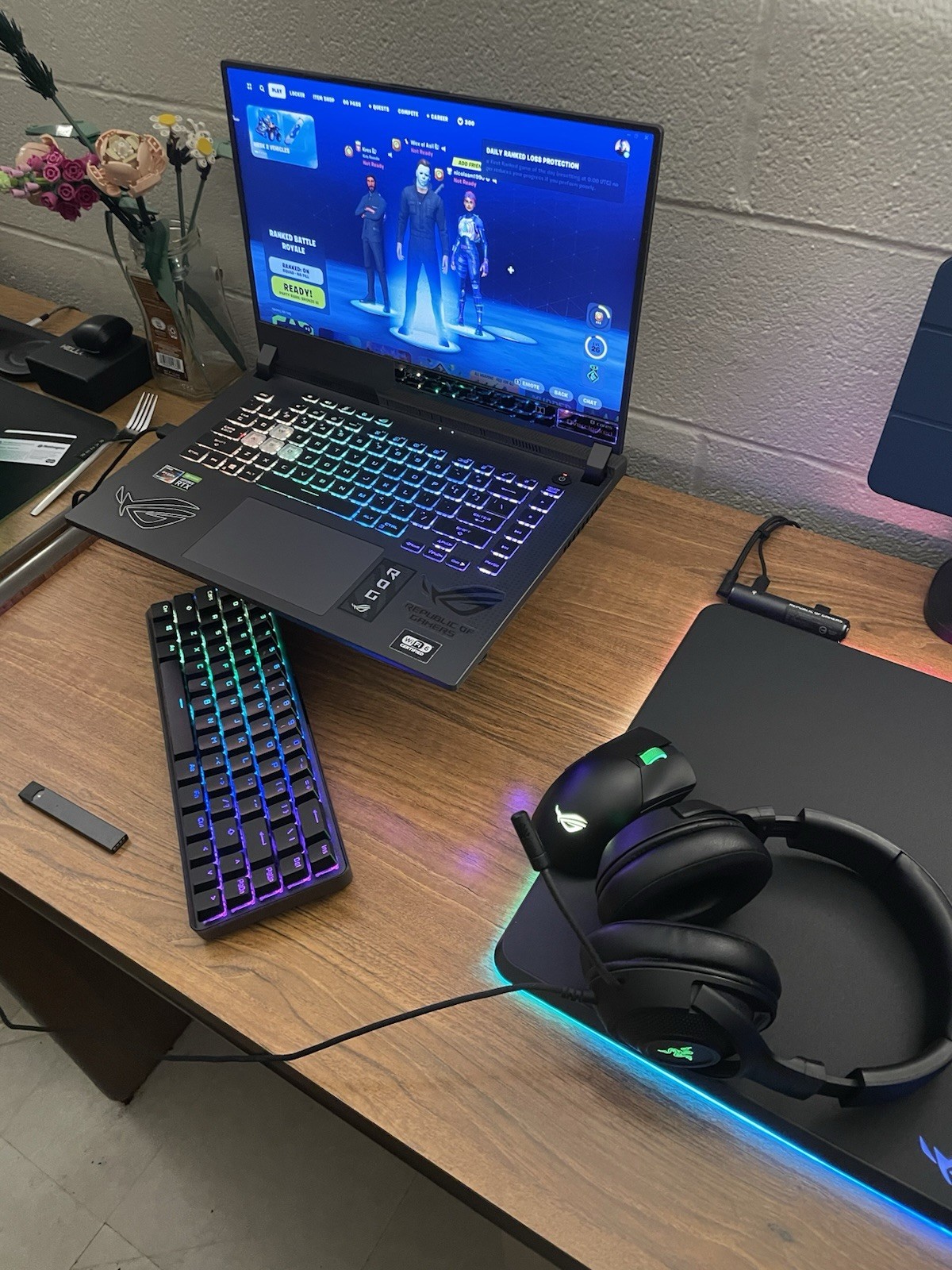 ASUS ROG Strix G513QM + ASUS mouse keyboard mousepad + Razer headphones webcam